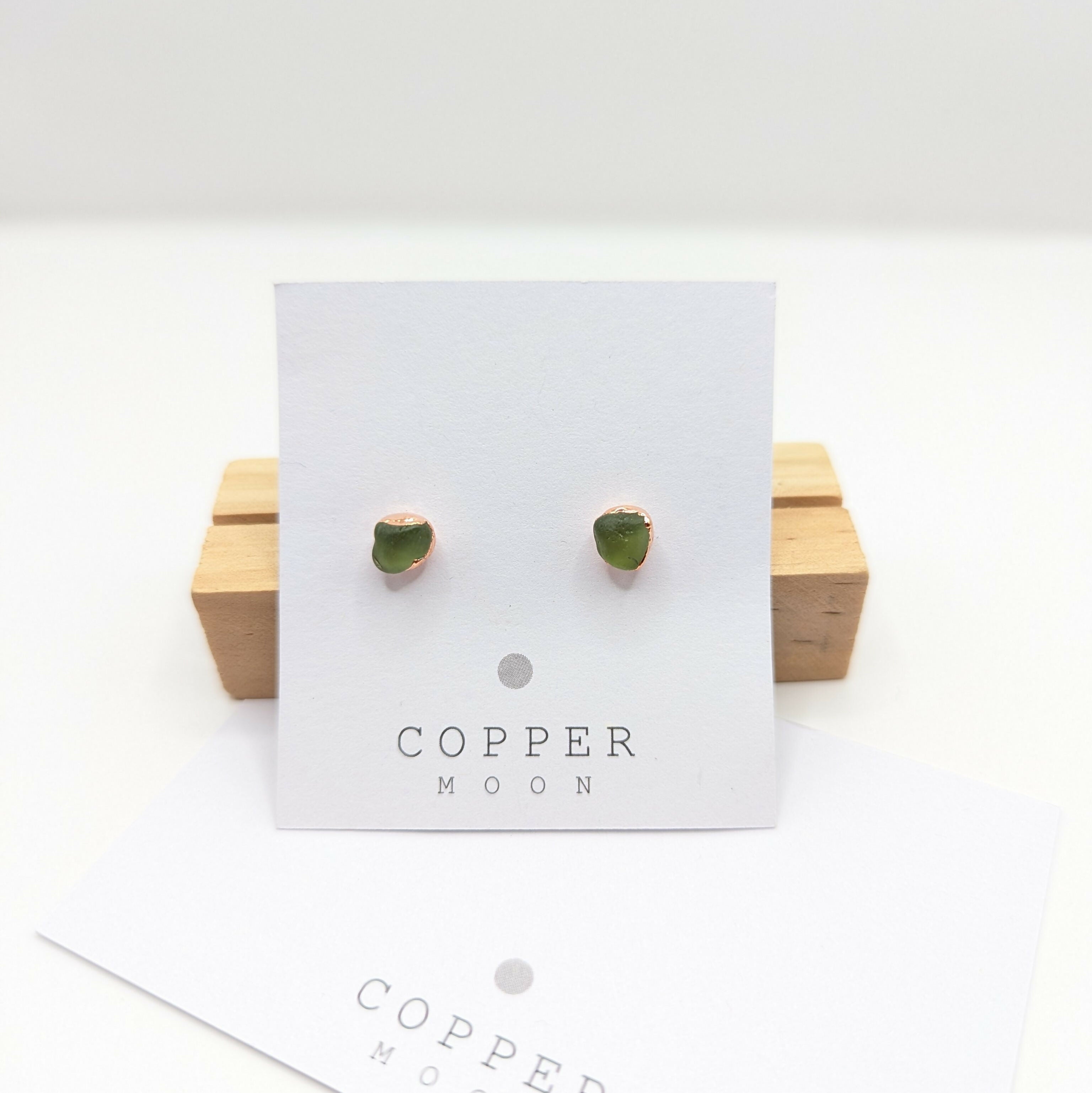 Seaglass Pale Green Stud Earrings