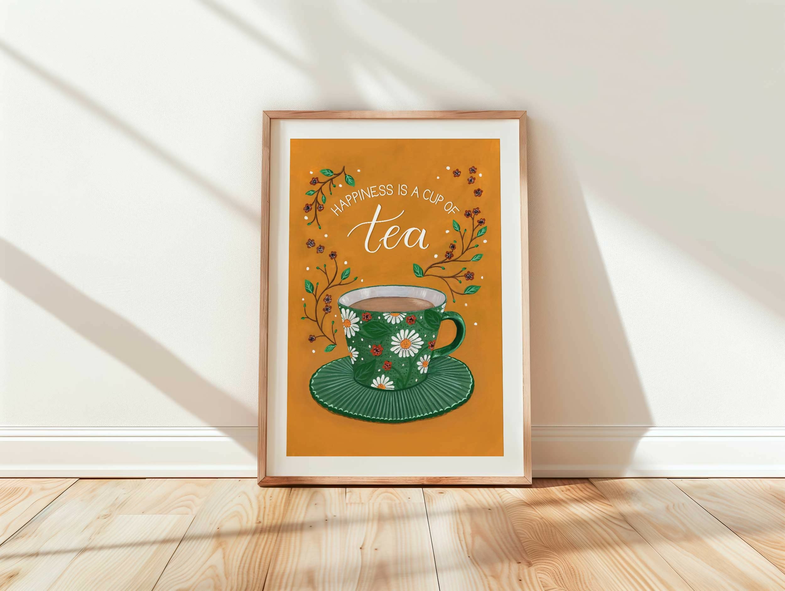 Tea Cup Yellow Art Print A4