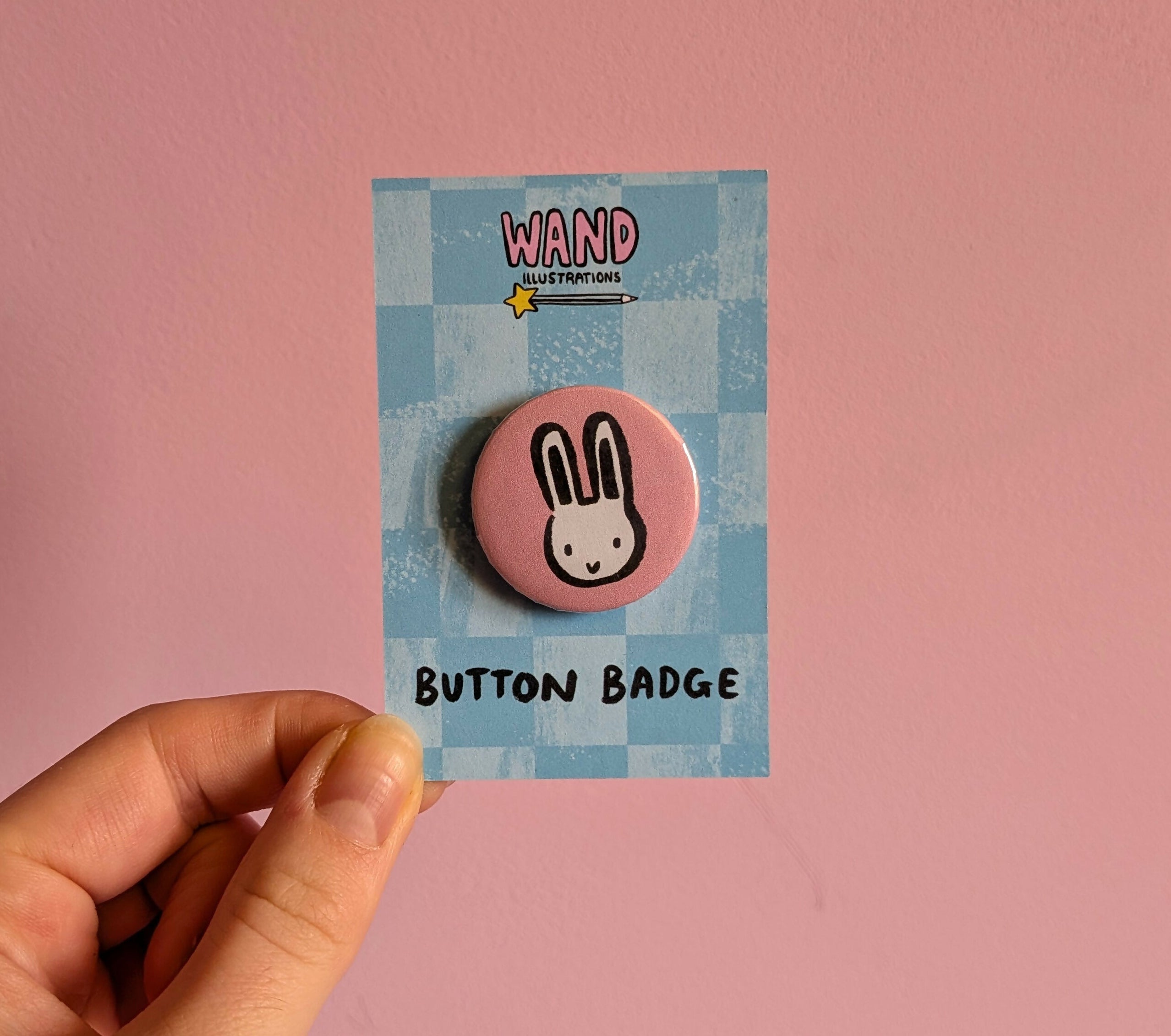 Pink Bunny Button Badge