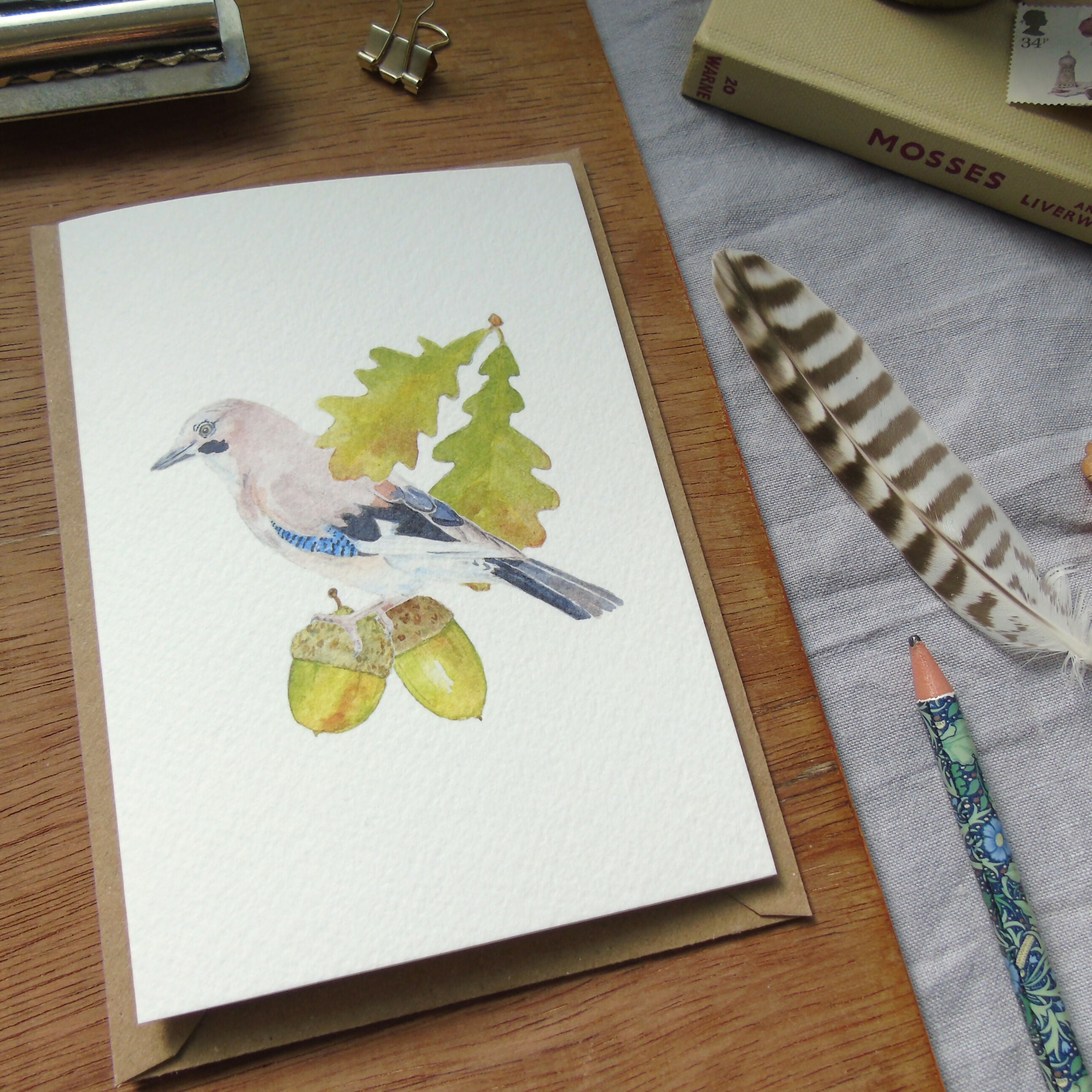 Jay and Acorn Greetings Card