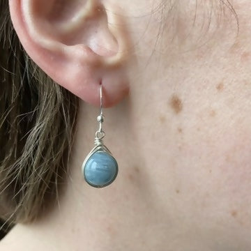 Aquamarine Drop Earrings, Sterling Silver