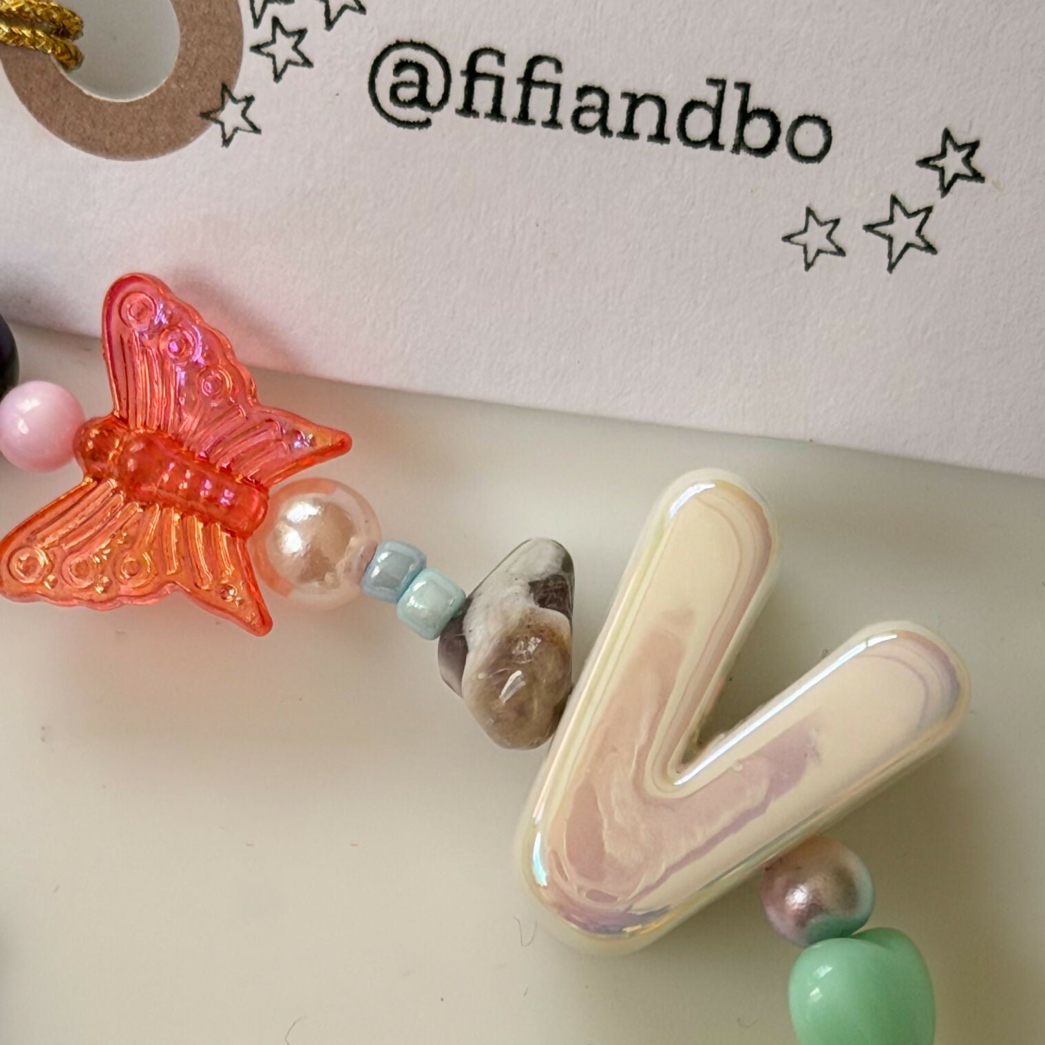 Fifi & Bo Mini Bag Charm Initial V