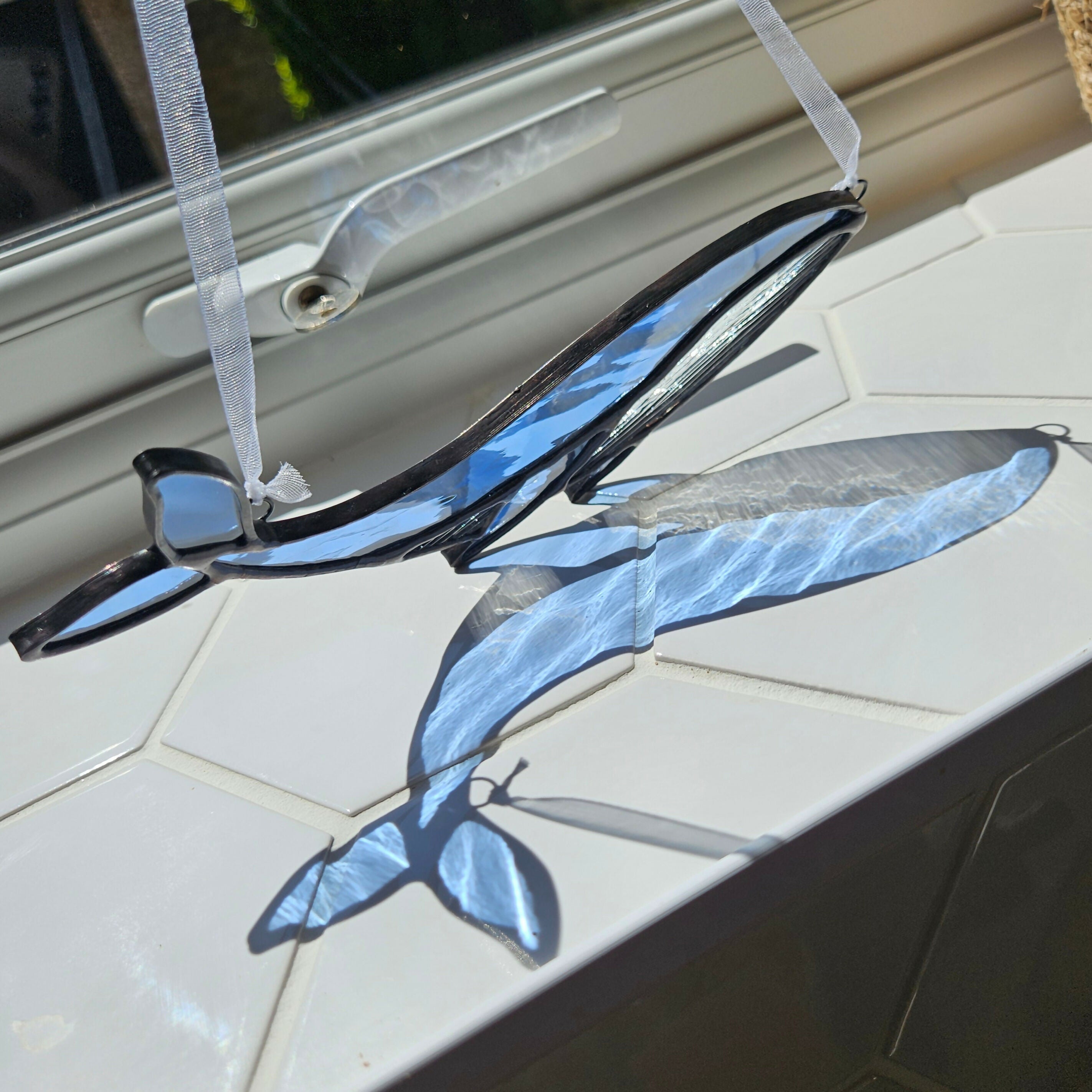 Blue Whale Stained Glass Suncatcher