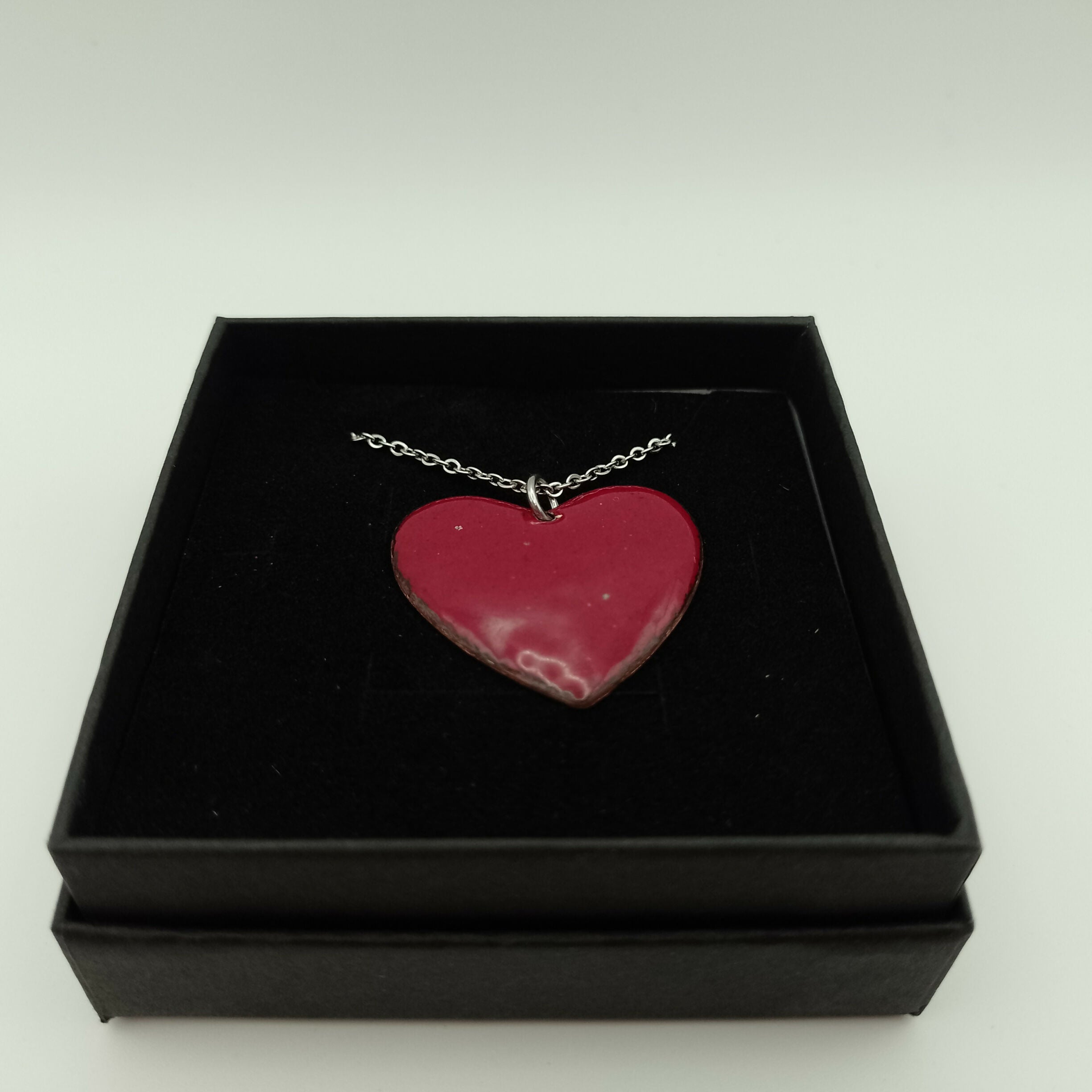 Dark Red Enamel Heart Pendant