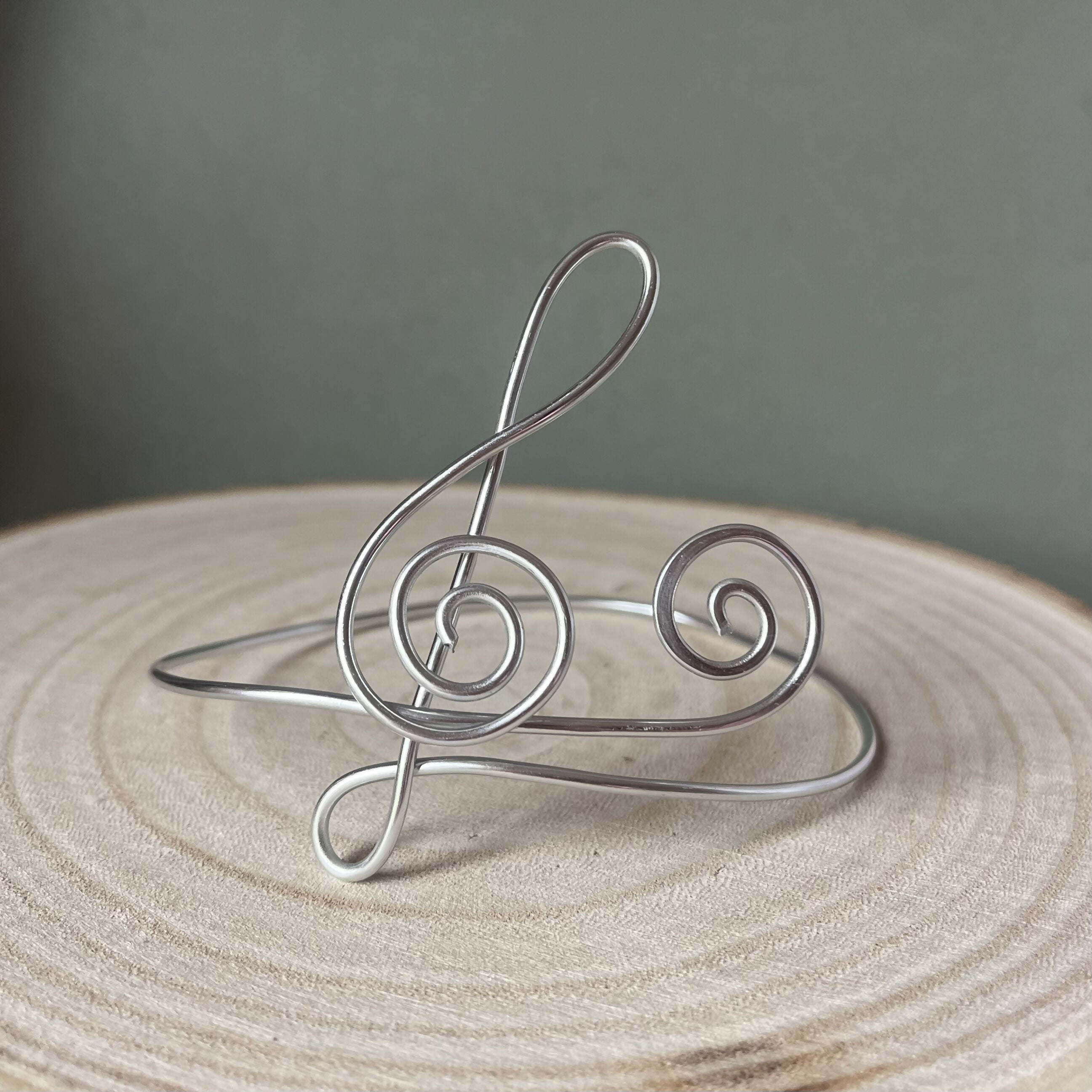 Treble Cleff Music Note Adjustable Arm Cuff Silver