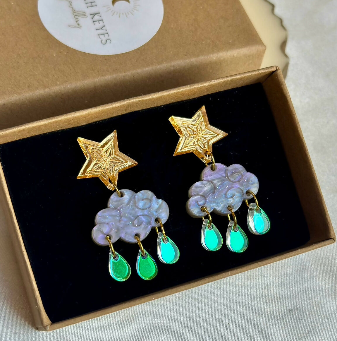 Christmas Cloud and Raindrops Earrings