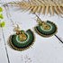 Green Jade Crystal Earrings; Full Moon Macramé Earrings With Gold Spiral & Bohemian Wirework
