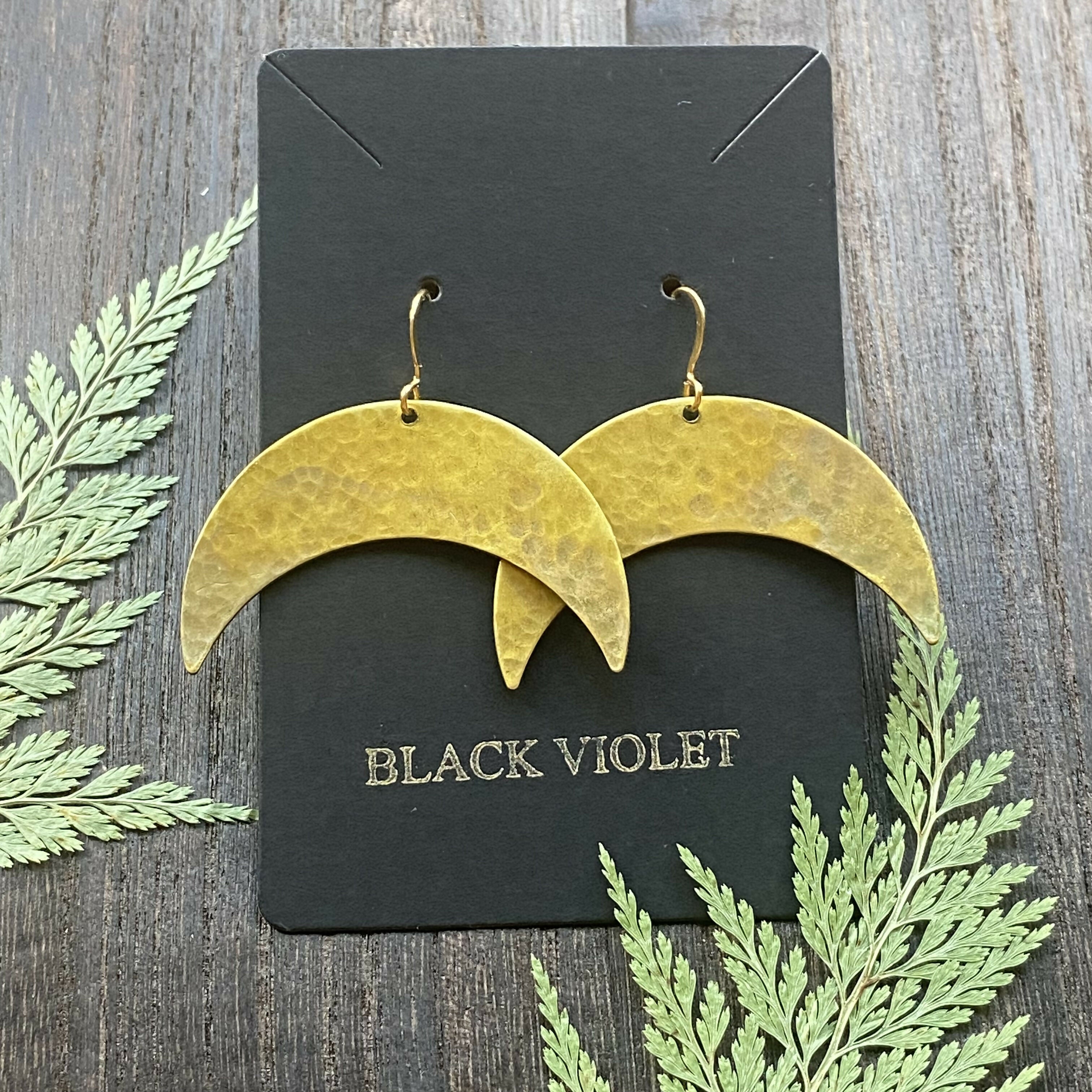 HAMMERED BRASS HALF MOON EARRINGS