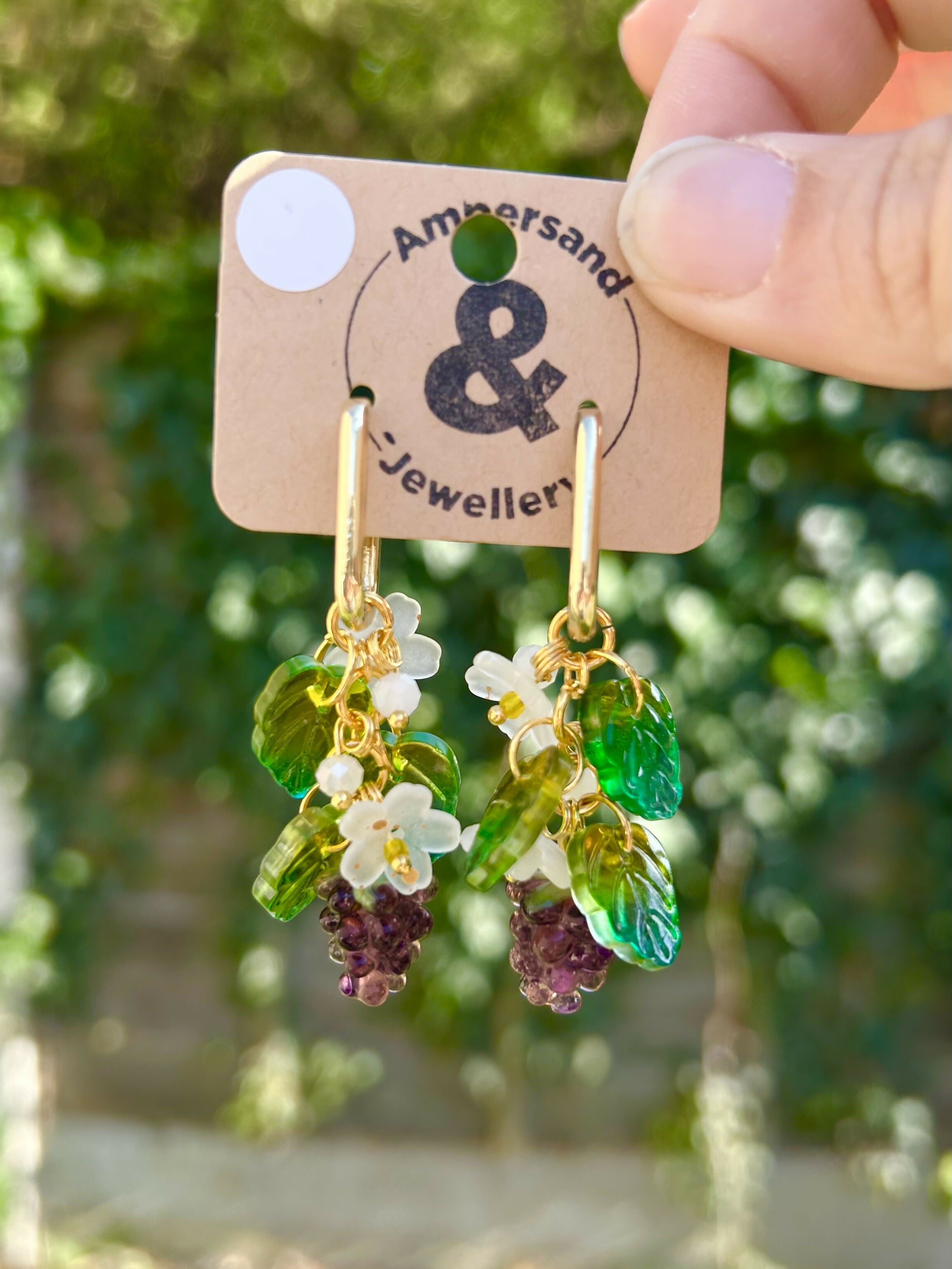 Berry Bramble Drop Hoop Earrings