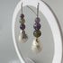 HEALING CRYSTAL & STERLING SILVER THIRD EYE CHAKRA EARRINGS WITH BAROQUE PEARLS