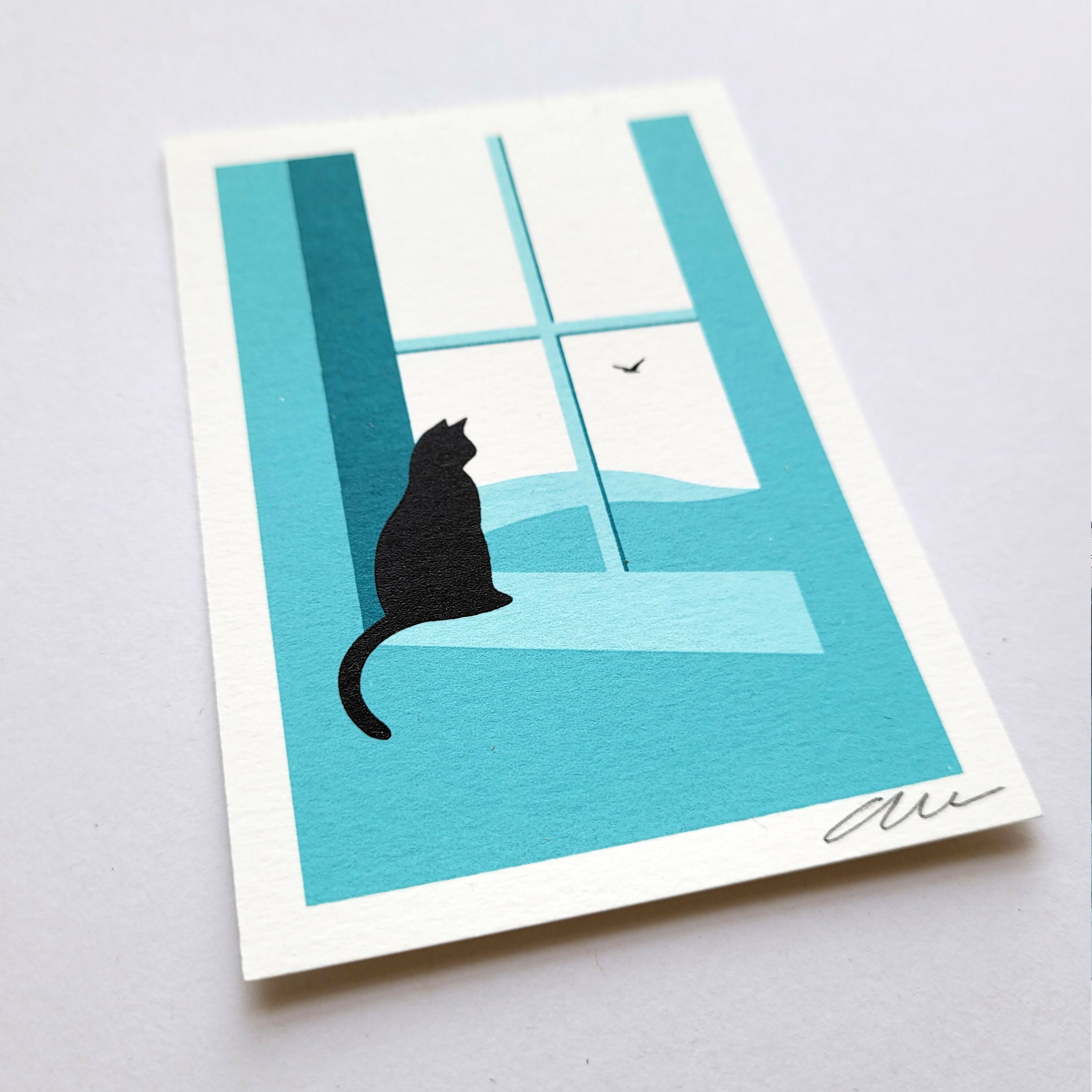 Watching Through The Window, Cat A4 Print
