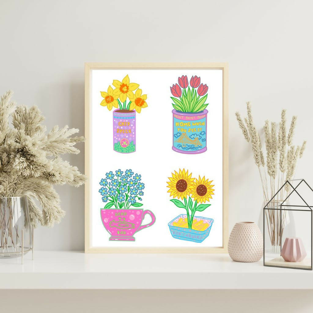 Hull Flowers Print A4