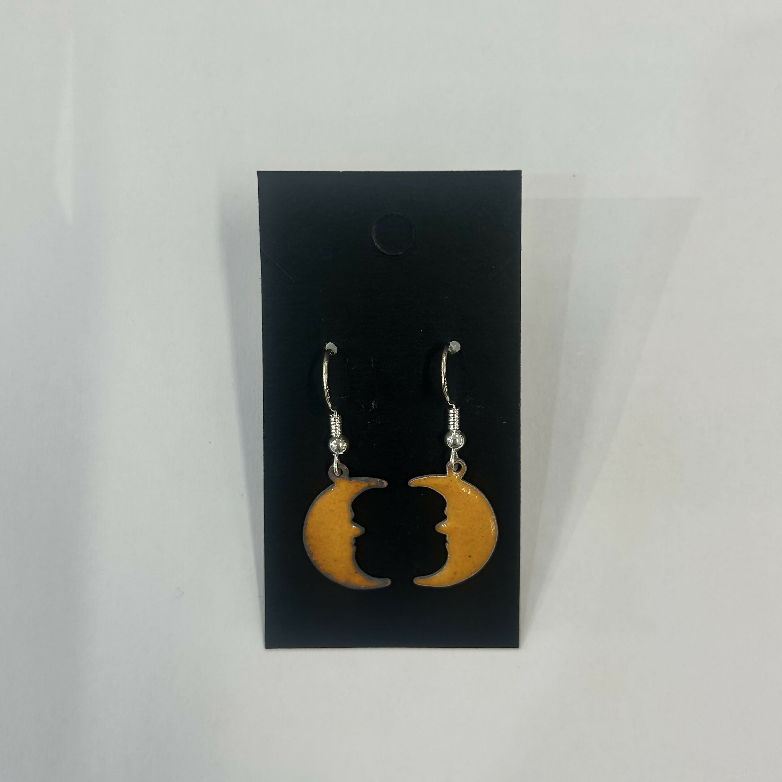 Yellow Enamel Moon Earrings