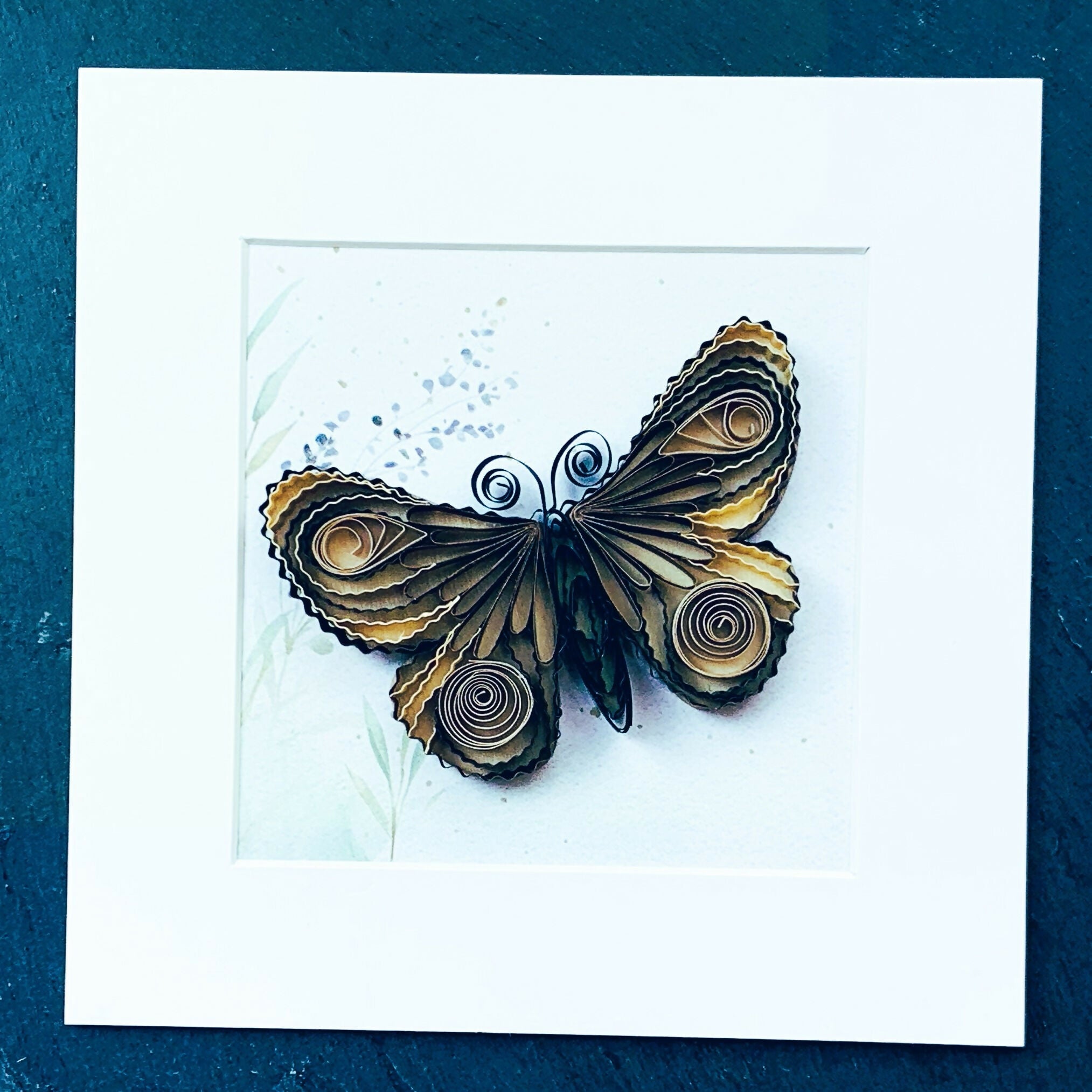 Handmade Paper Quilling Butterfly with White Framed