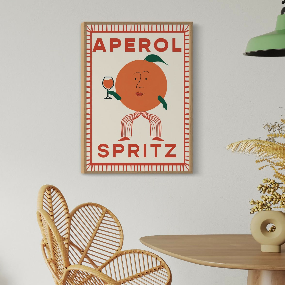 Aperol Spritz Retro Cocktail Print