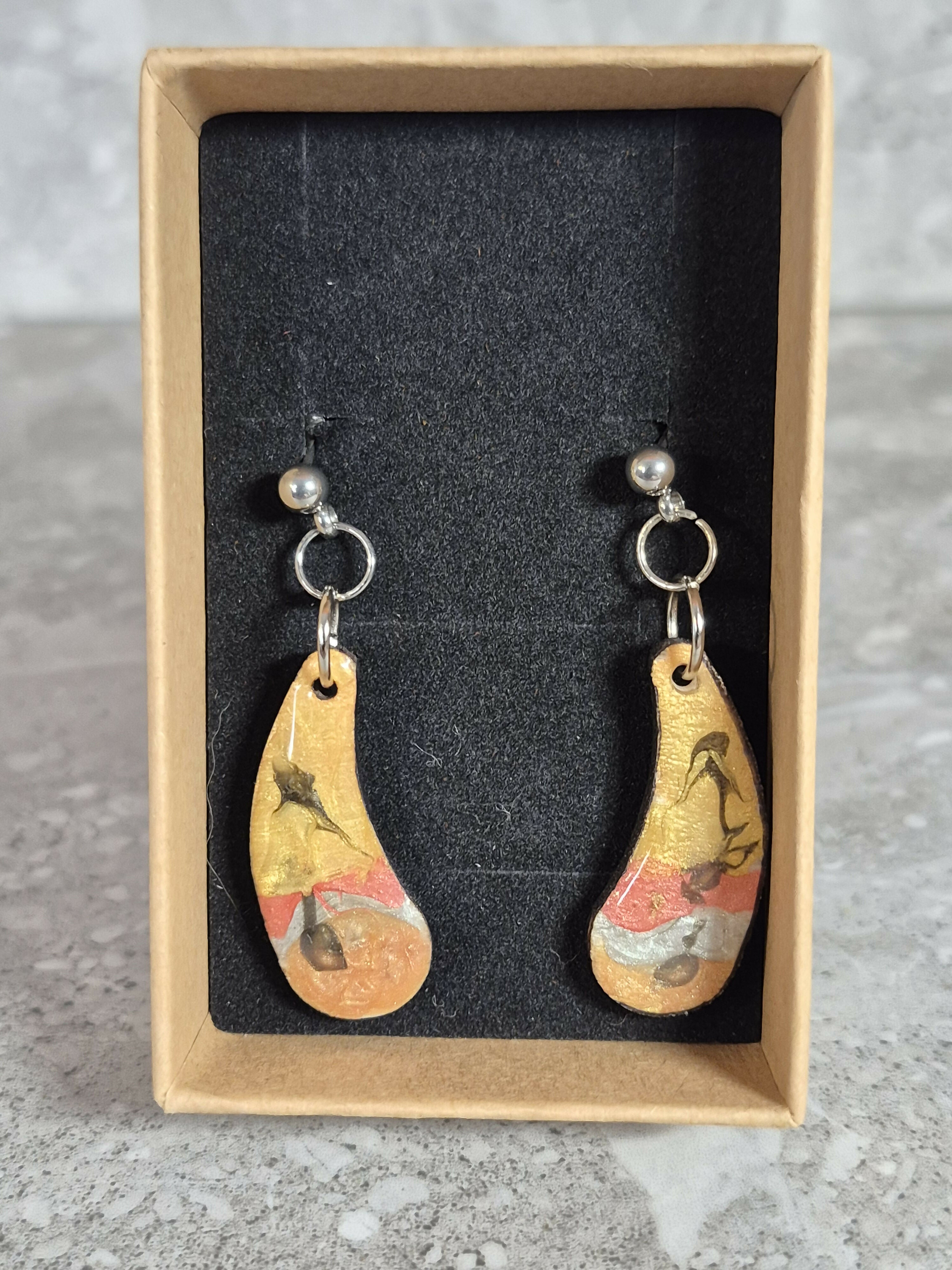 Handcrafted Teardrop Shaped Coloured Earrings