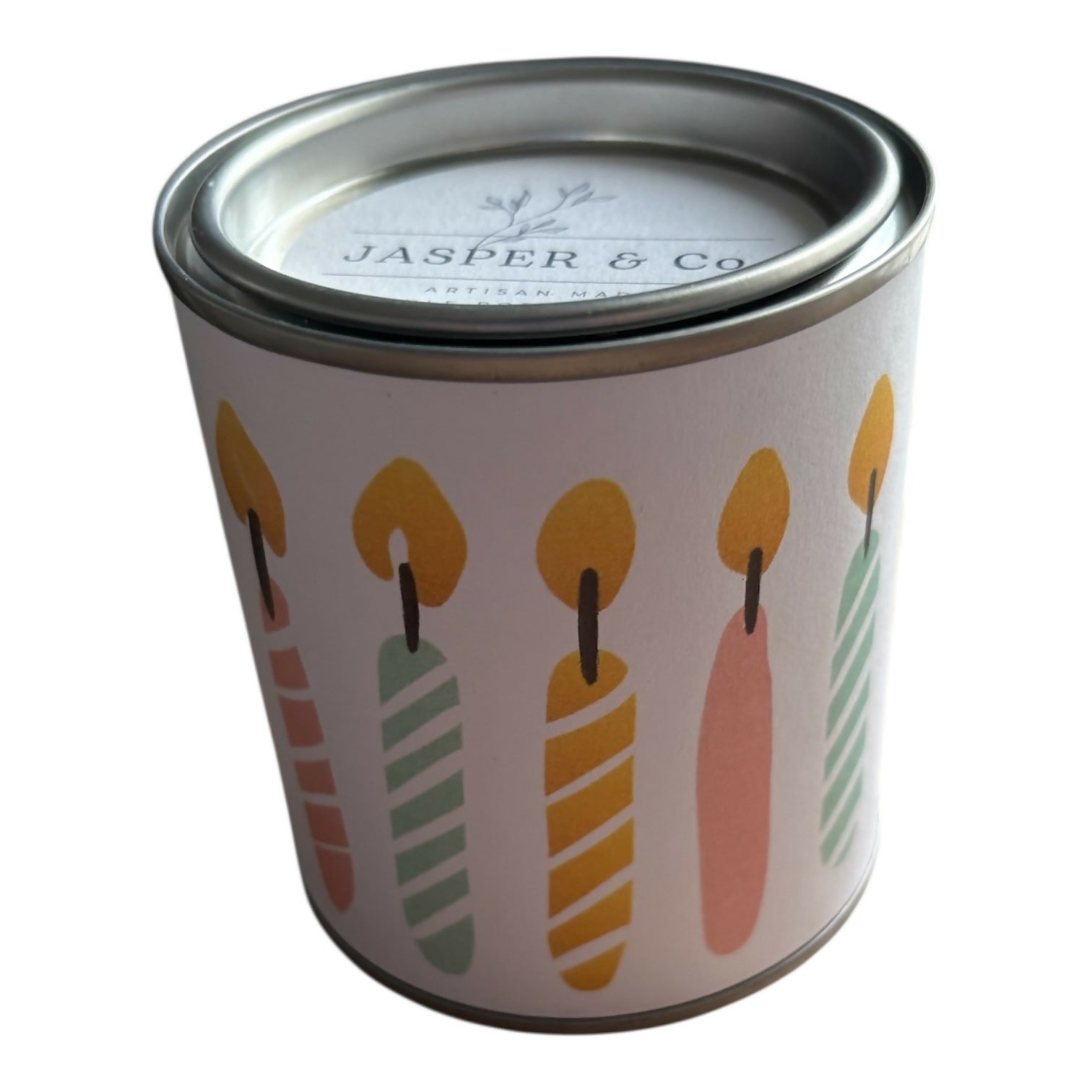 Birthday Candles Candle Tin – Minimal Celebration Design by Jasper & Co