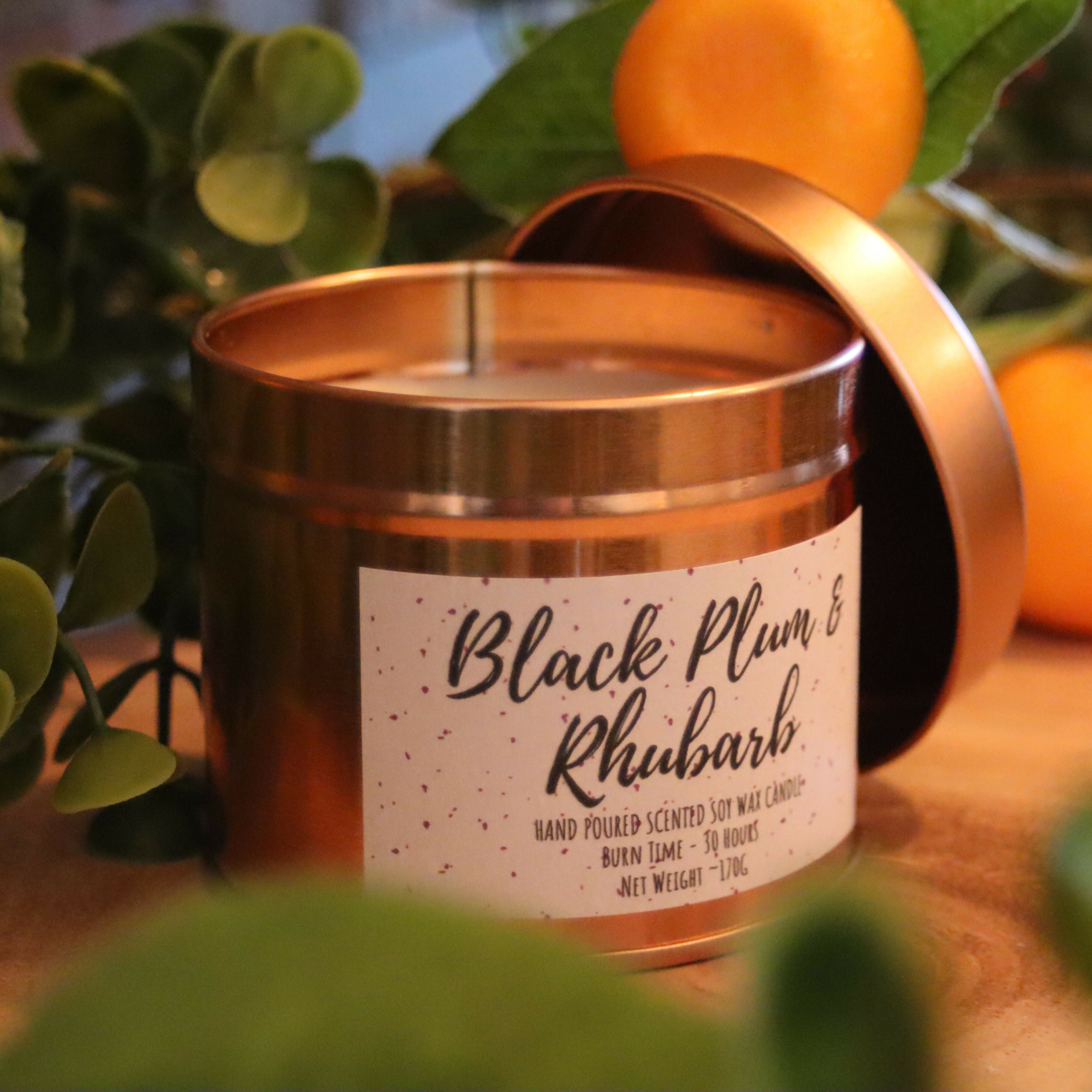 Hand Poured Soy Wax Candle - Black Plum & Rhubarb