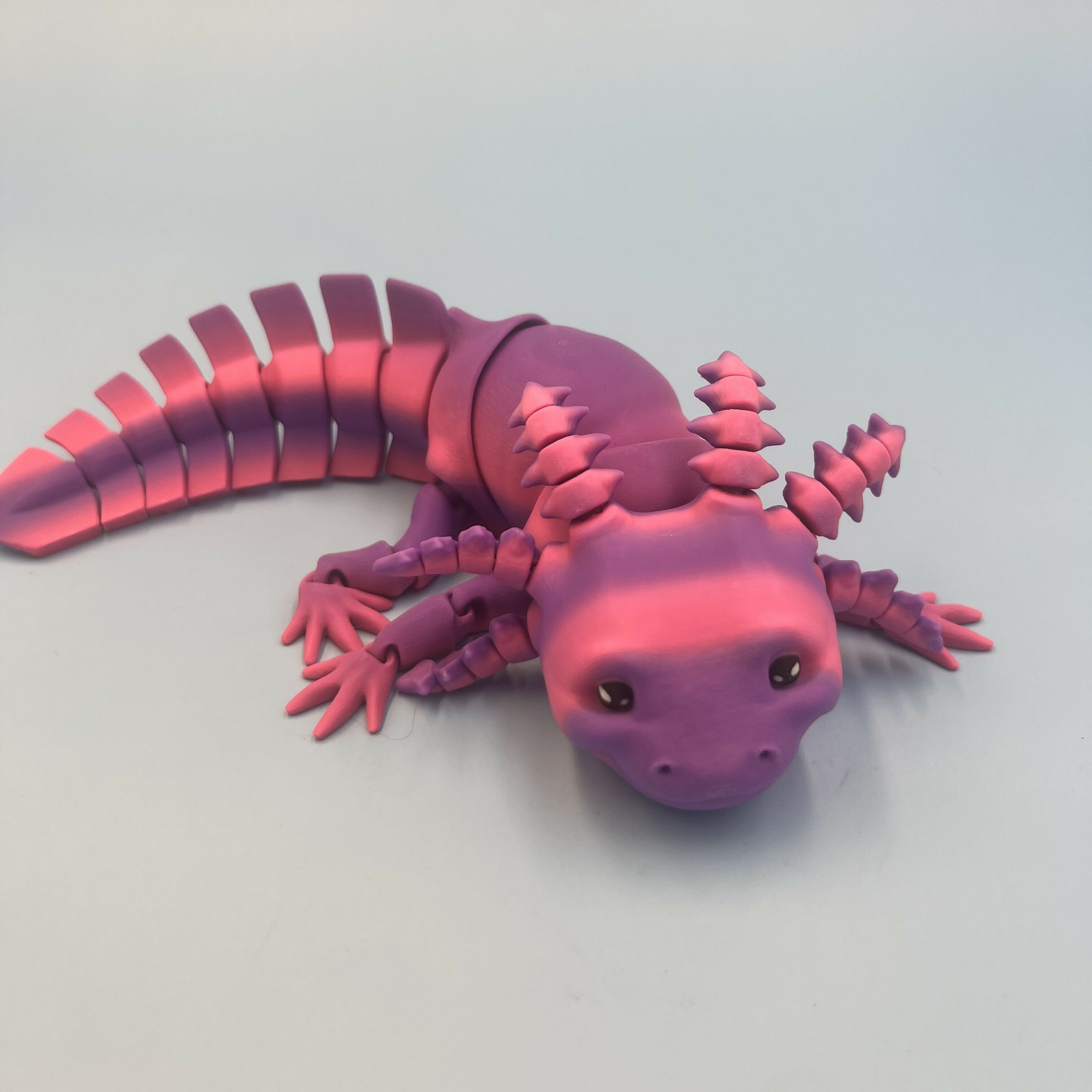 3D Printed LARGE: Articulated Sensory Fidget Animals friend Axolotl (PINK / PURPLE ) 25cm