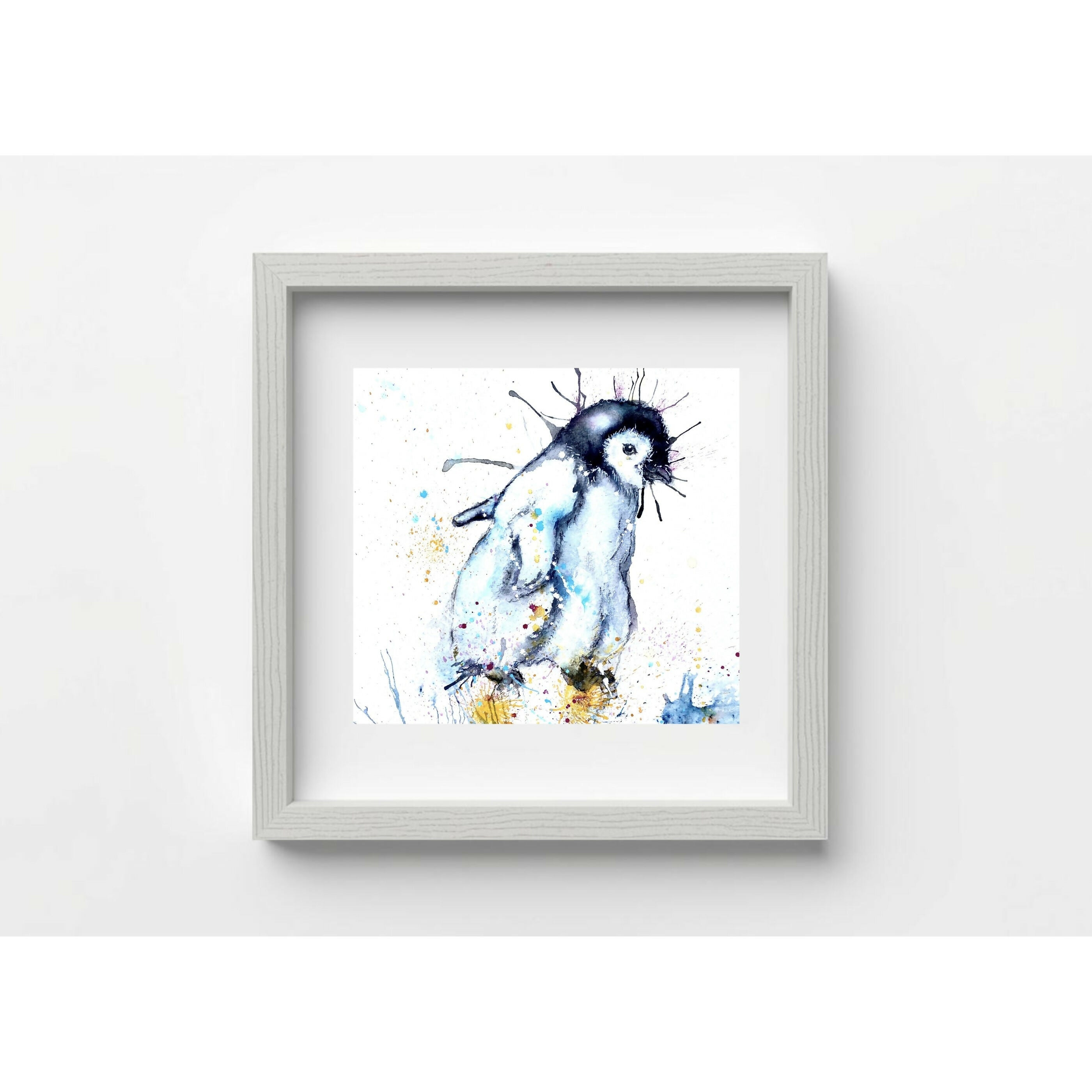 FINE ART PRINT OF PADDLING PENGUIN, PART OF THE 'LITTLE MINI TREASURE' ART COLLECTION