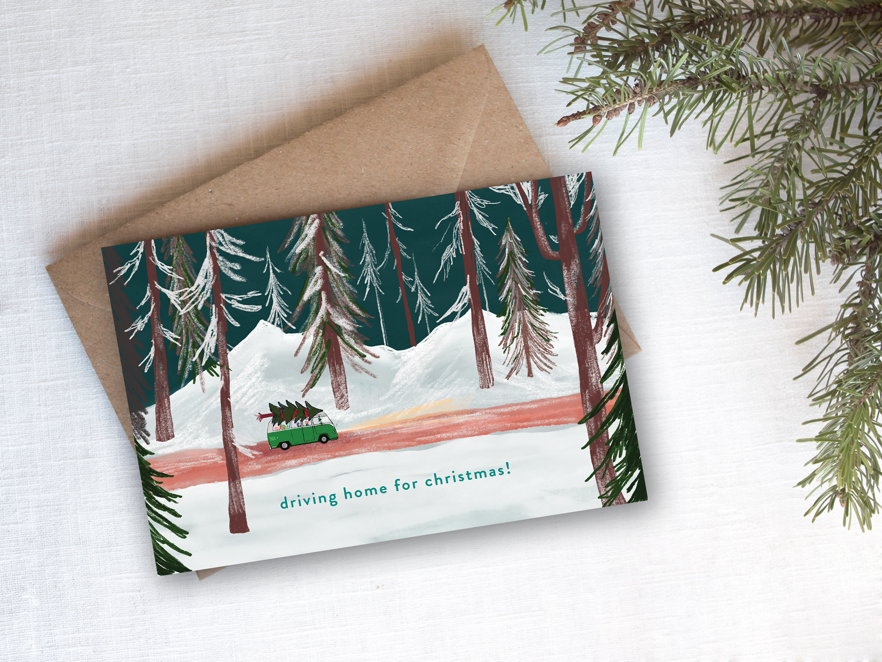 Driving Home For Christmas Card