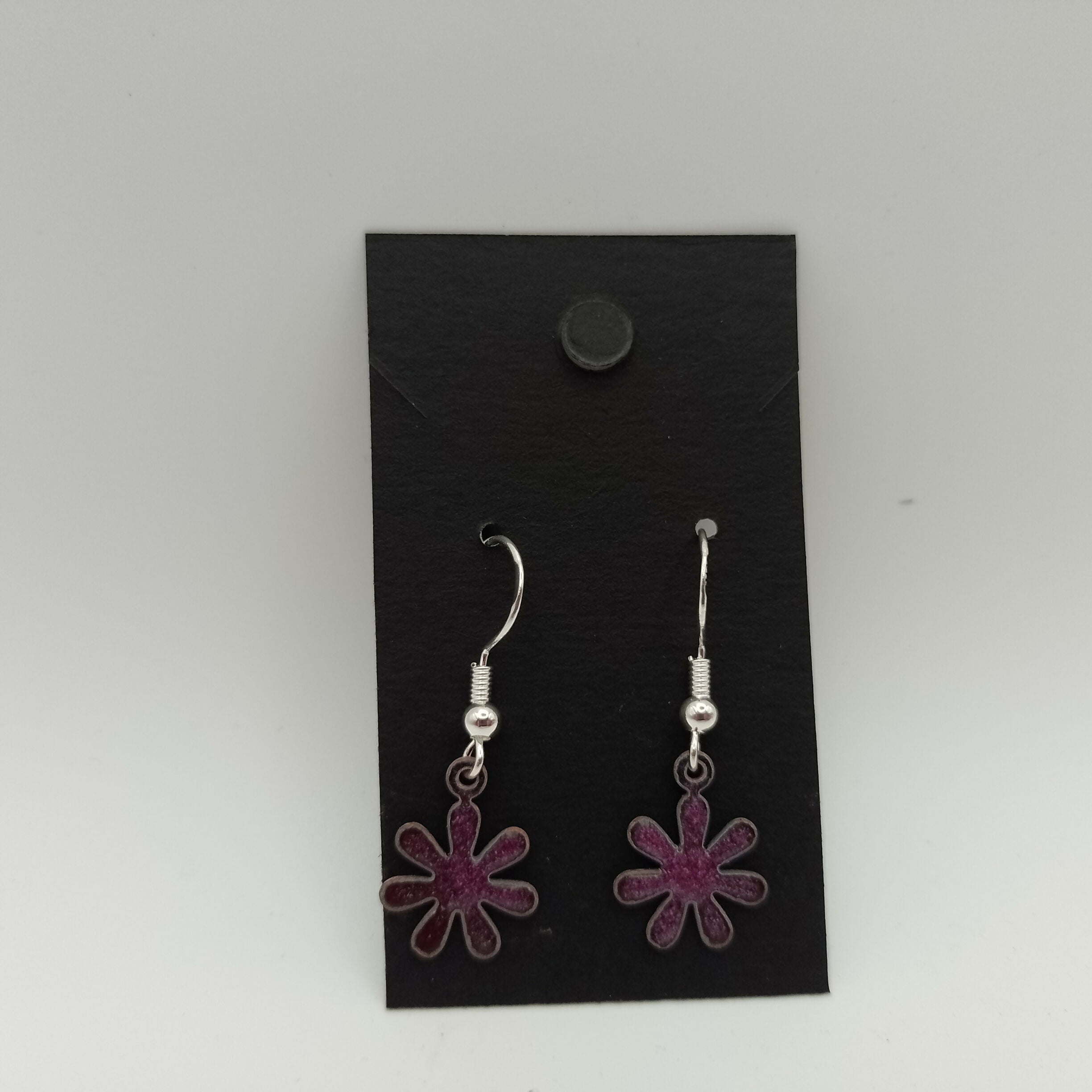 Purple Flower Enamel Earrings