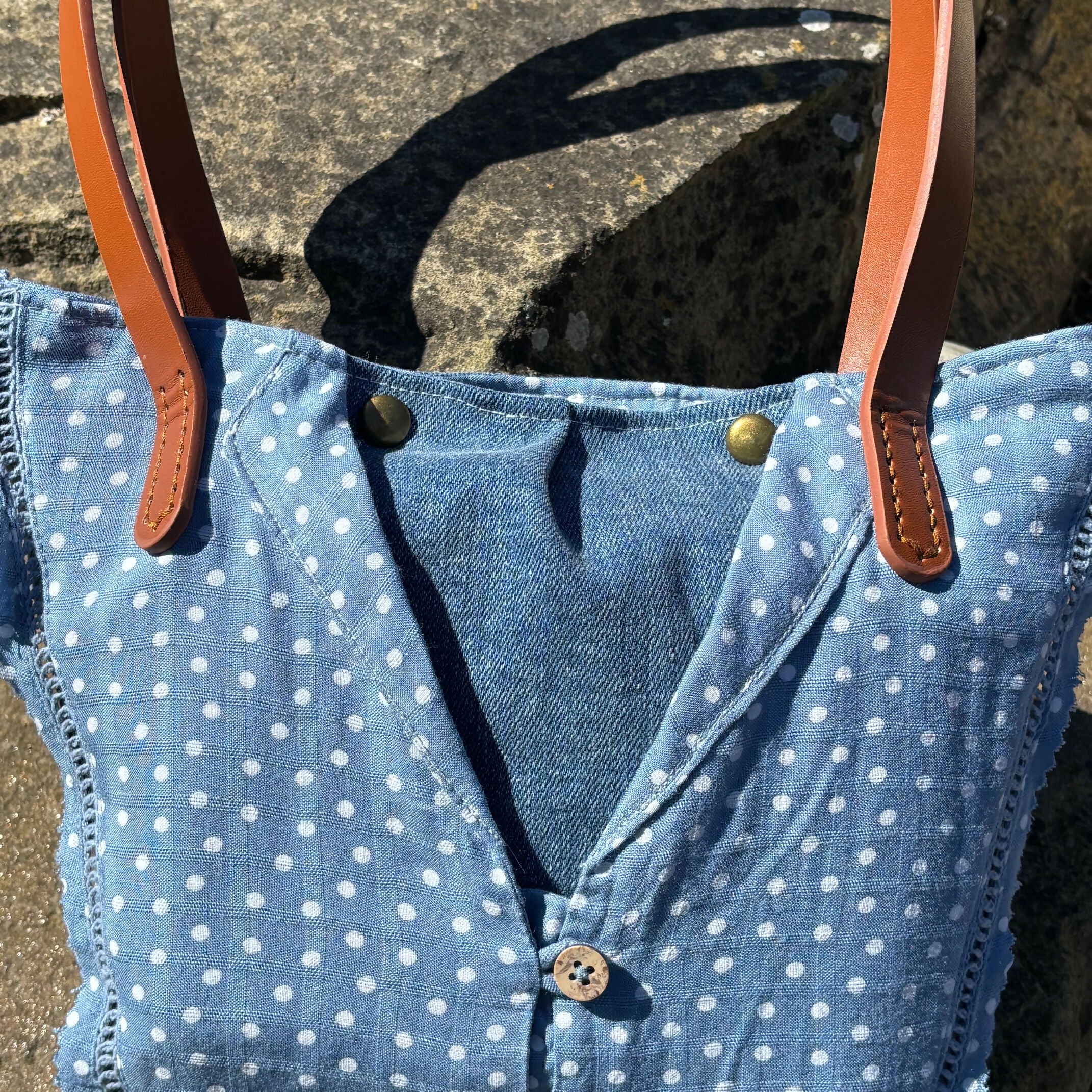Unique Bag Handbag Made From Upcycled Jeans And Blouse