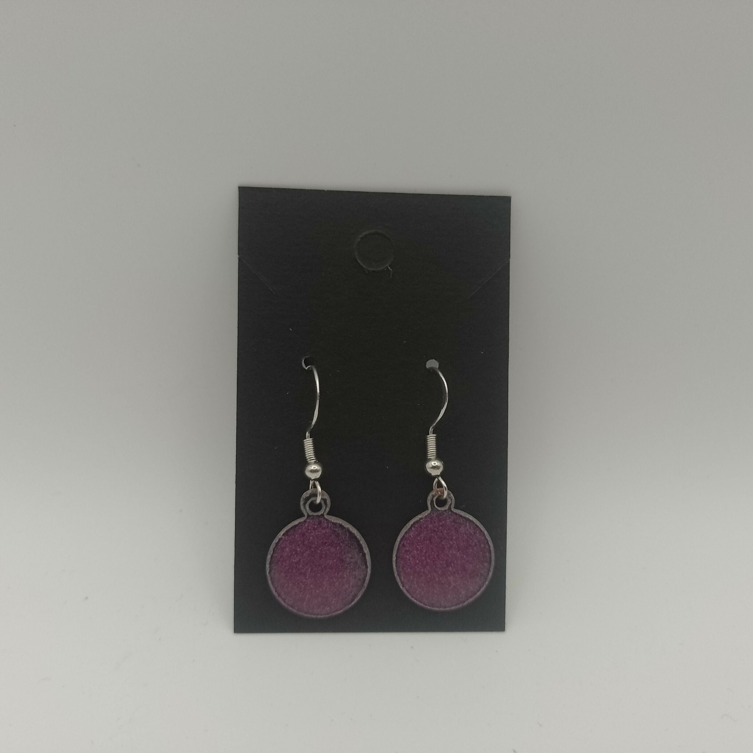 Pink Enamel Circle Earrings