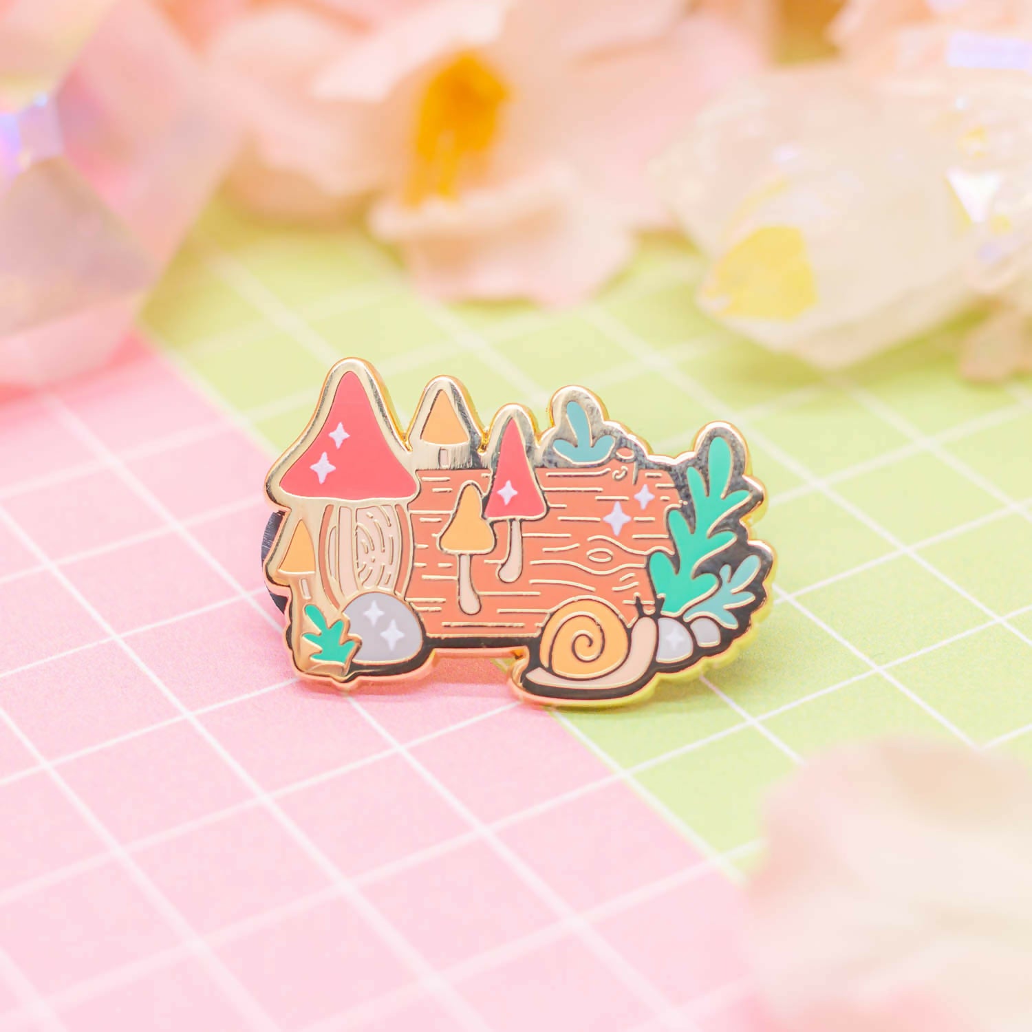 Enamel Pin - Mushroom Log