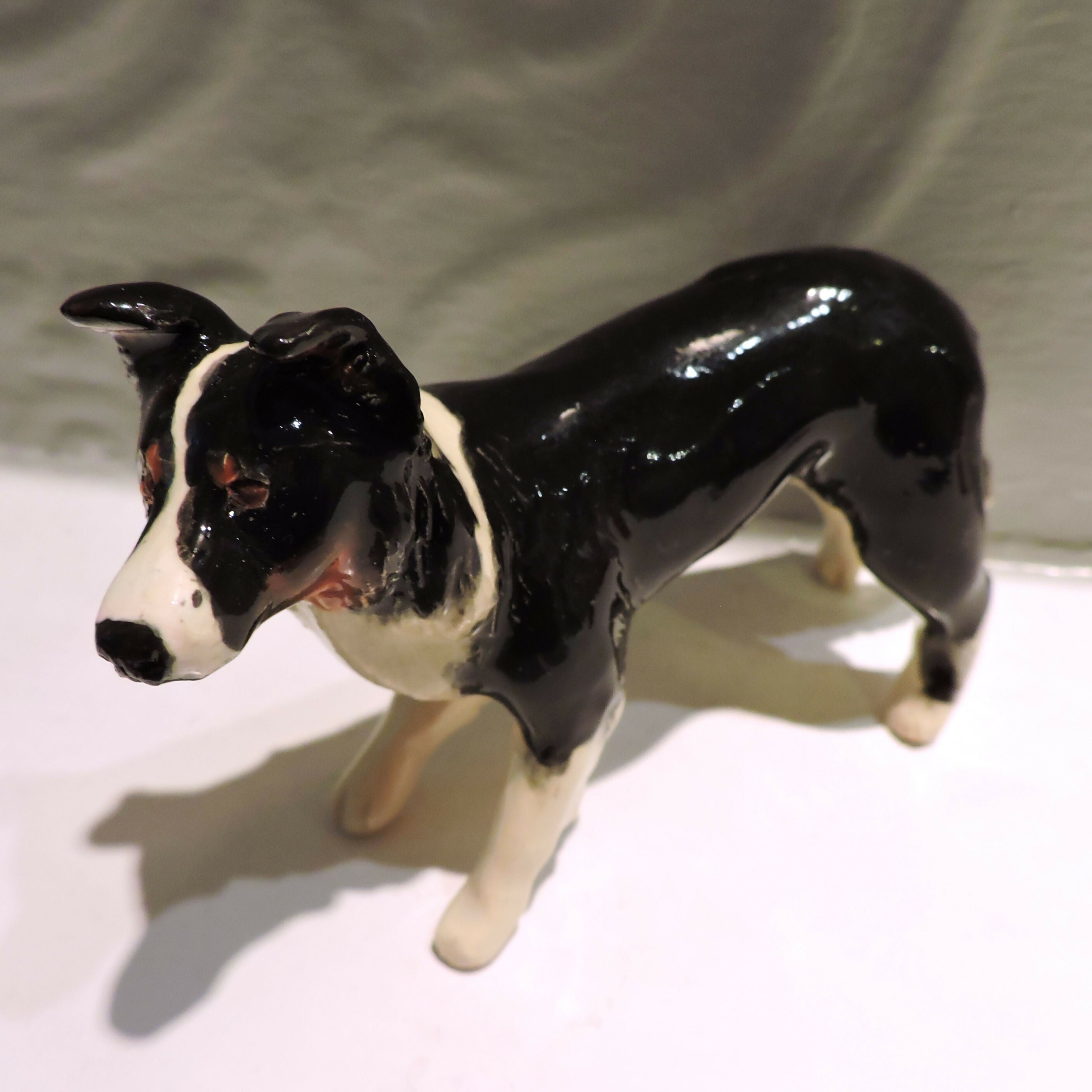 Ceramic Border Collie Sculpture, Tricolour
