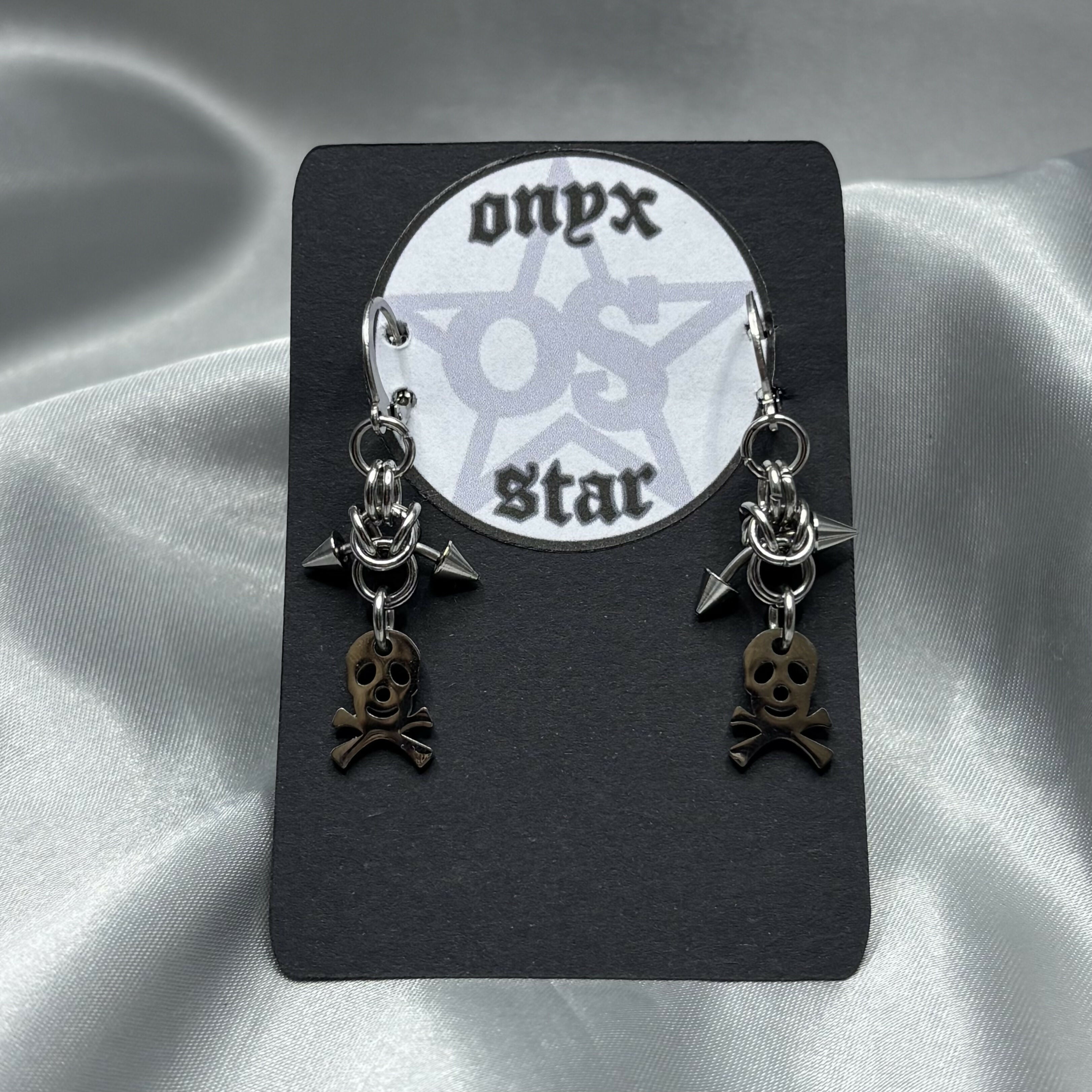 Skull and Bones Chainmail Earrings