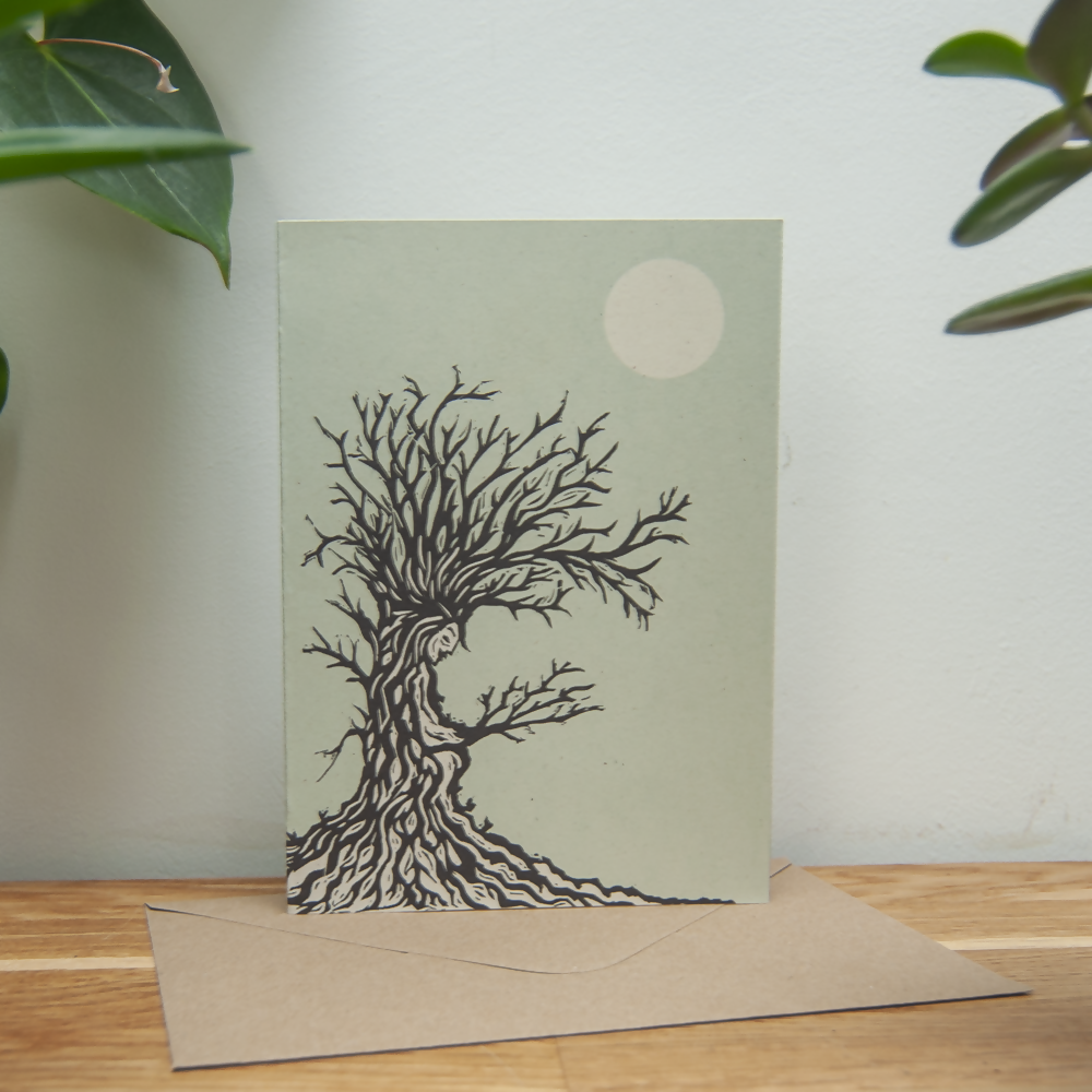 HAG TREE DRYAD LINOCUT GREETING CARD