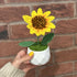 Speckled Crochet Sunflower in White Pot