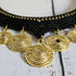 Black Macrame & Gold Brass Wire Spiral Choker; Egyptian Queen Tribal Statement Thai Jewellery
