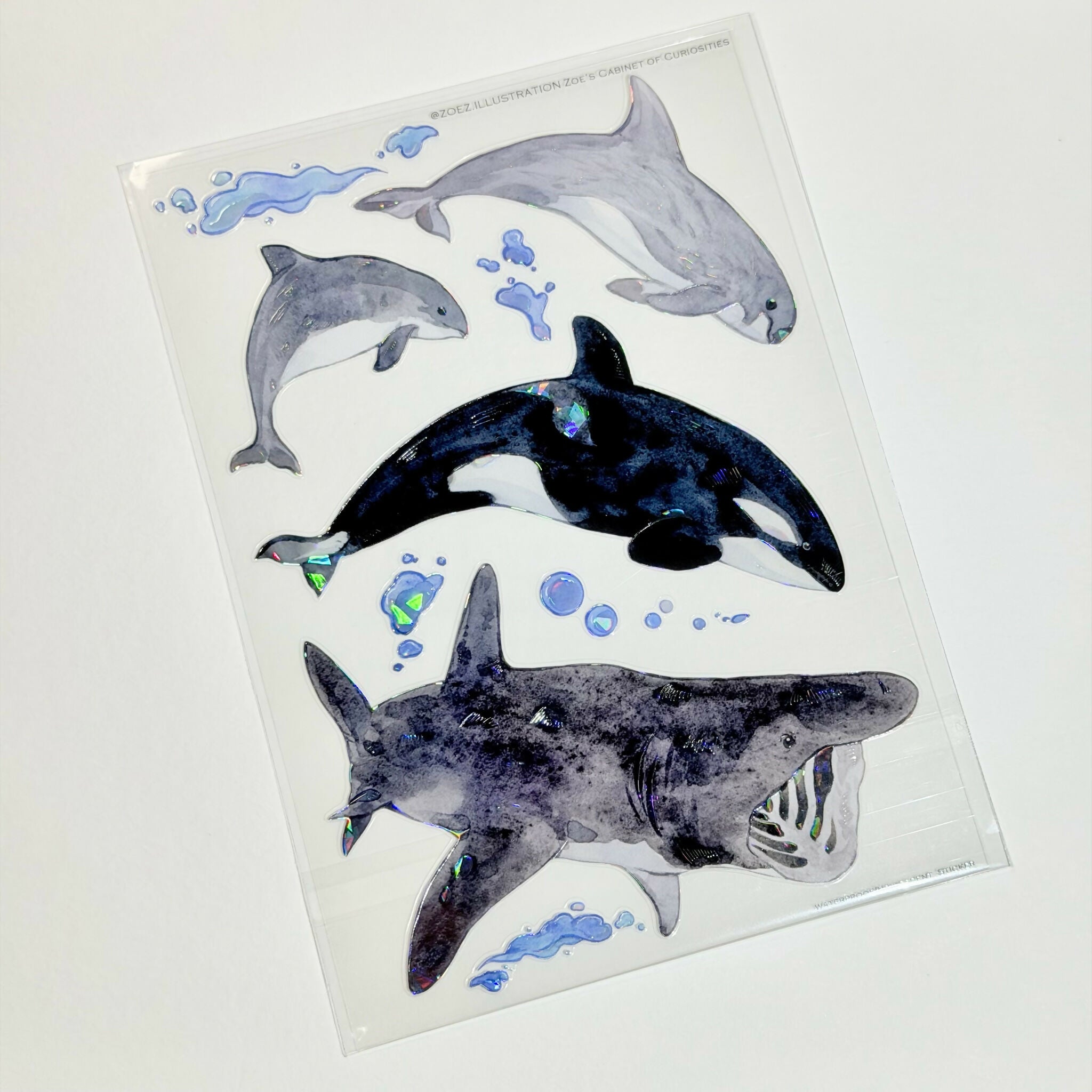 A6 transparent waterproof iridescent wildlife sticker sheet