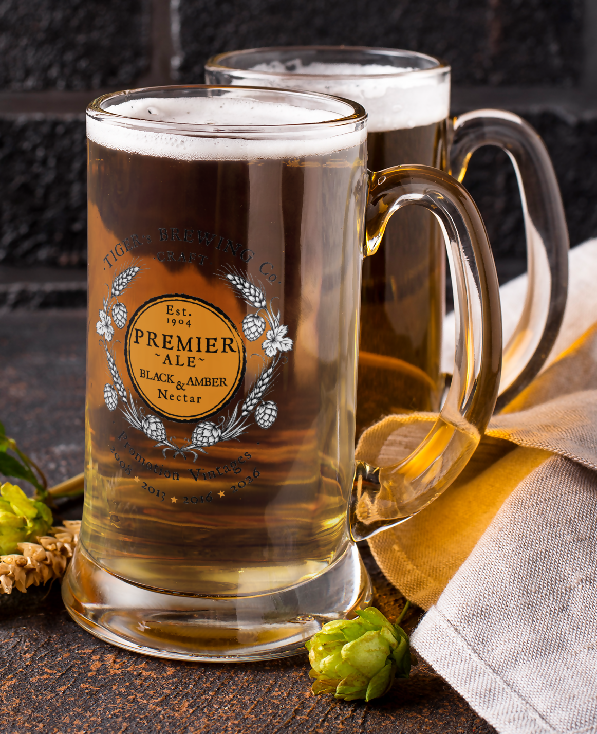 Hull City Tankard Beer Glass UP THE TIGERS Design