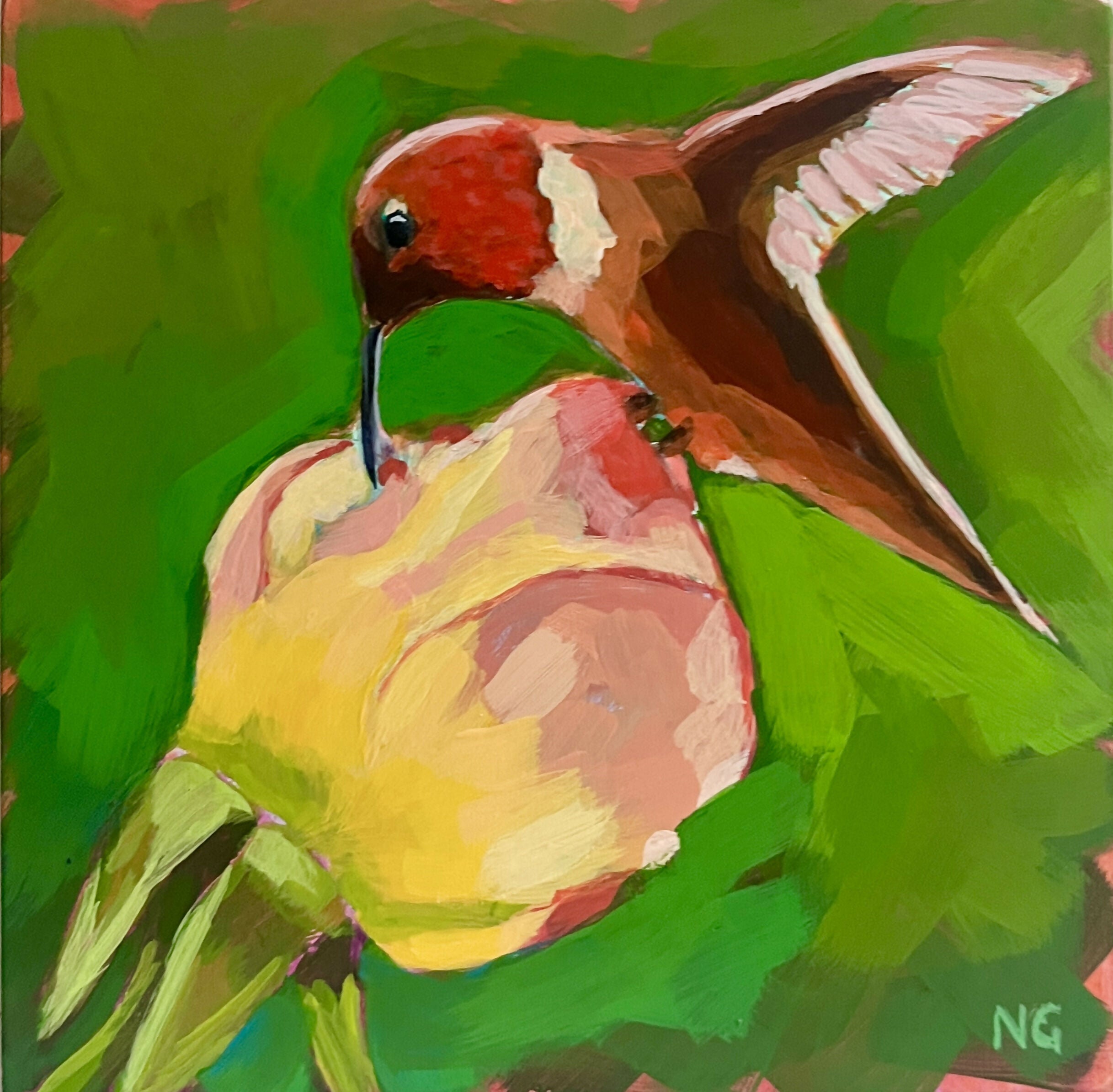 A Hummingbird’s Pause - Original Acrylic Painting