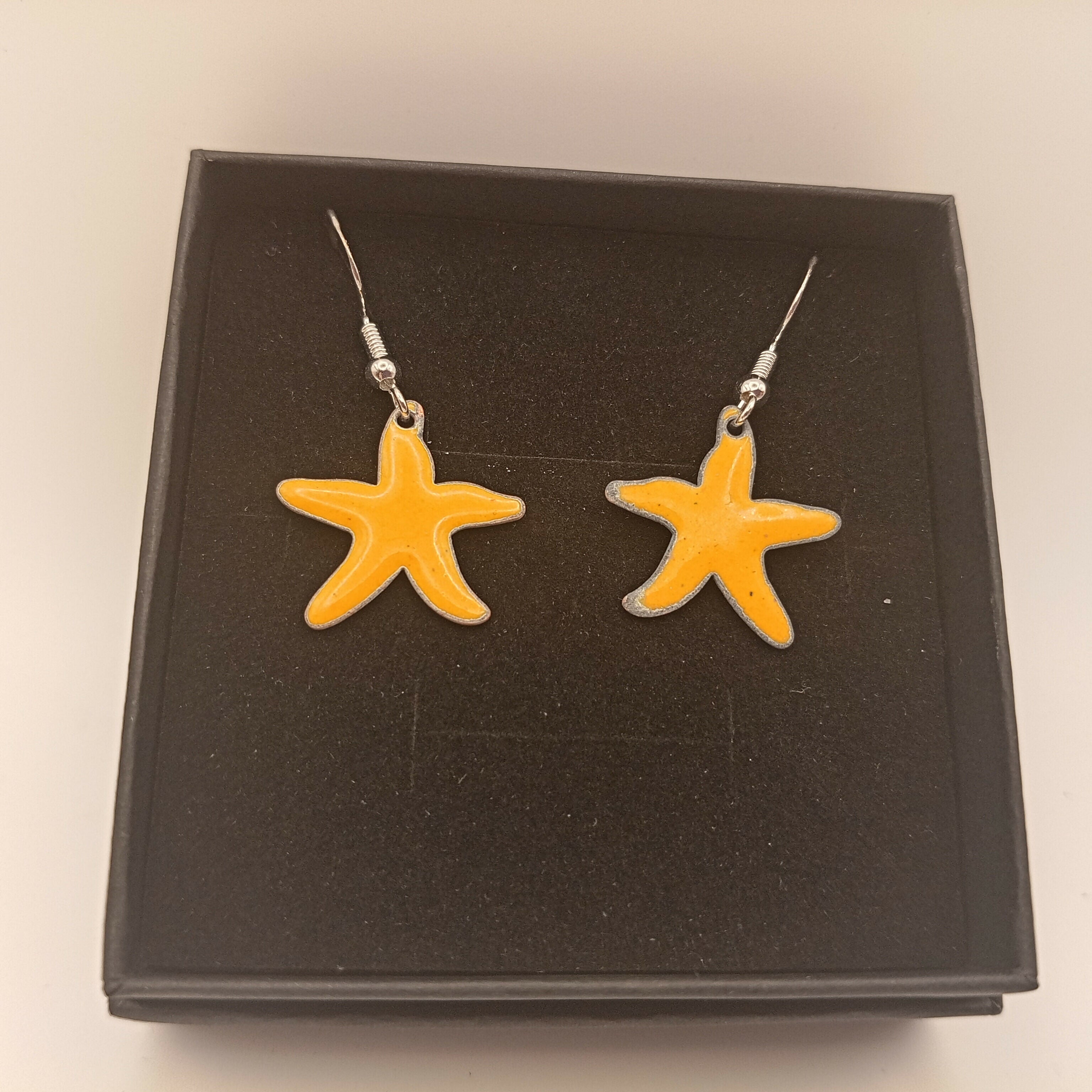 Yellow Enamel Starfish Earrings