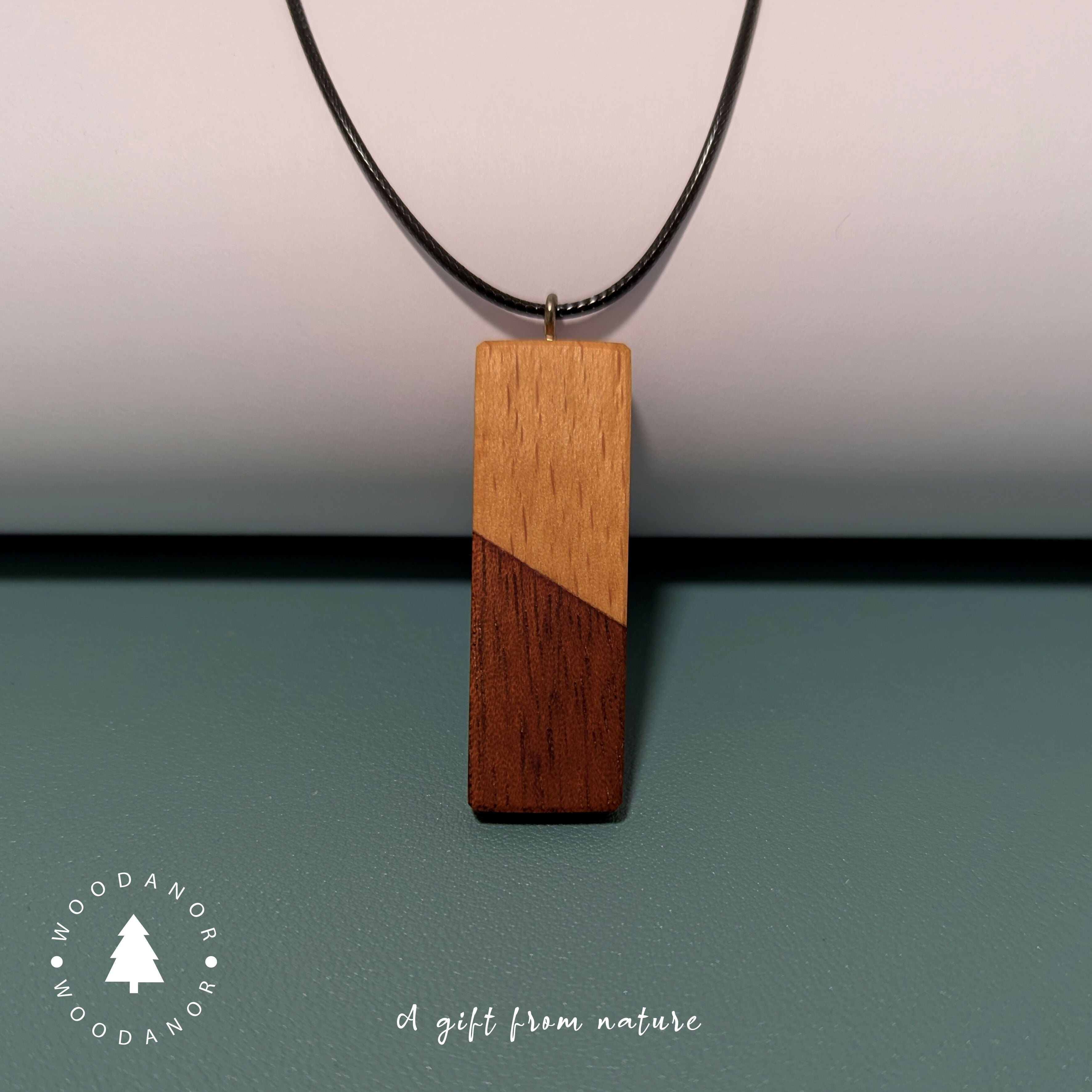 Two-Tone Wood Pendant Necklace