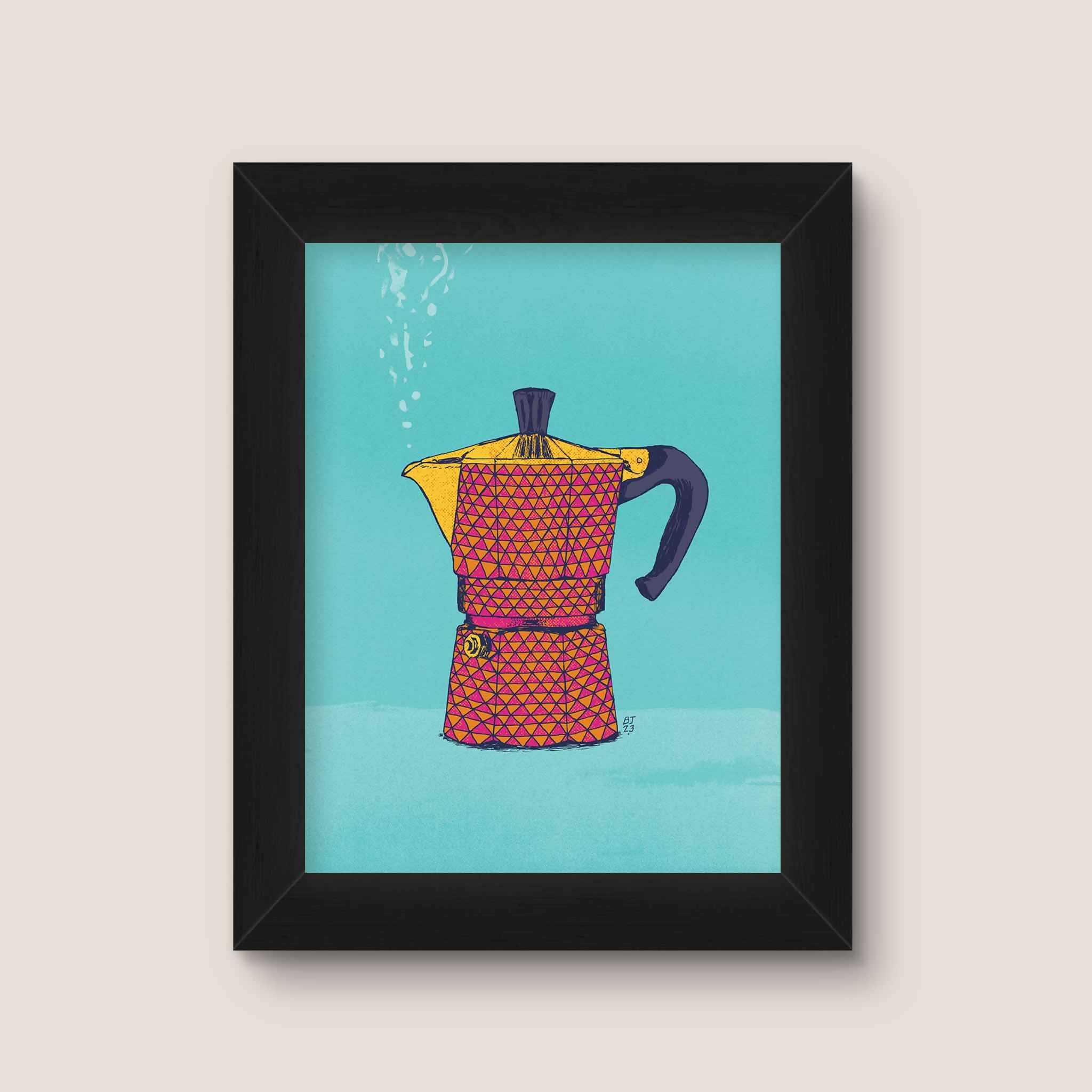 Moka Pot Art Print – Retro Kitchen Wall Art