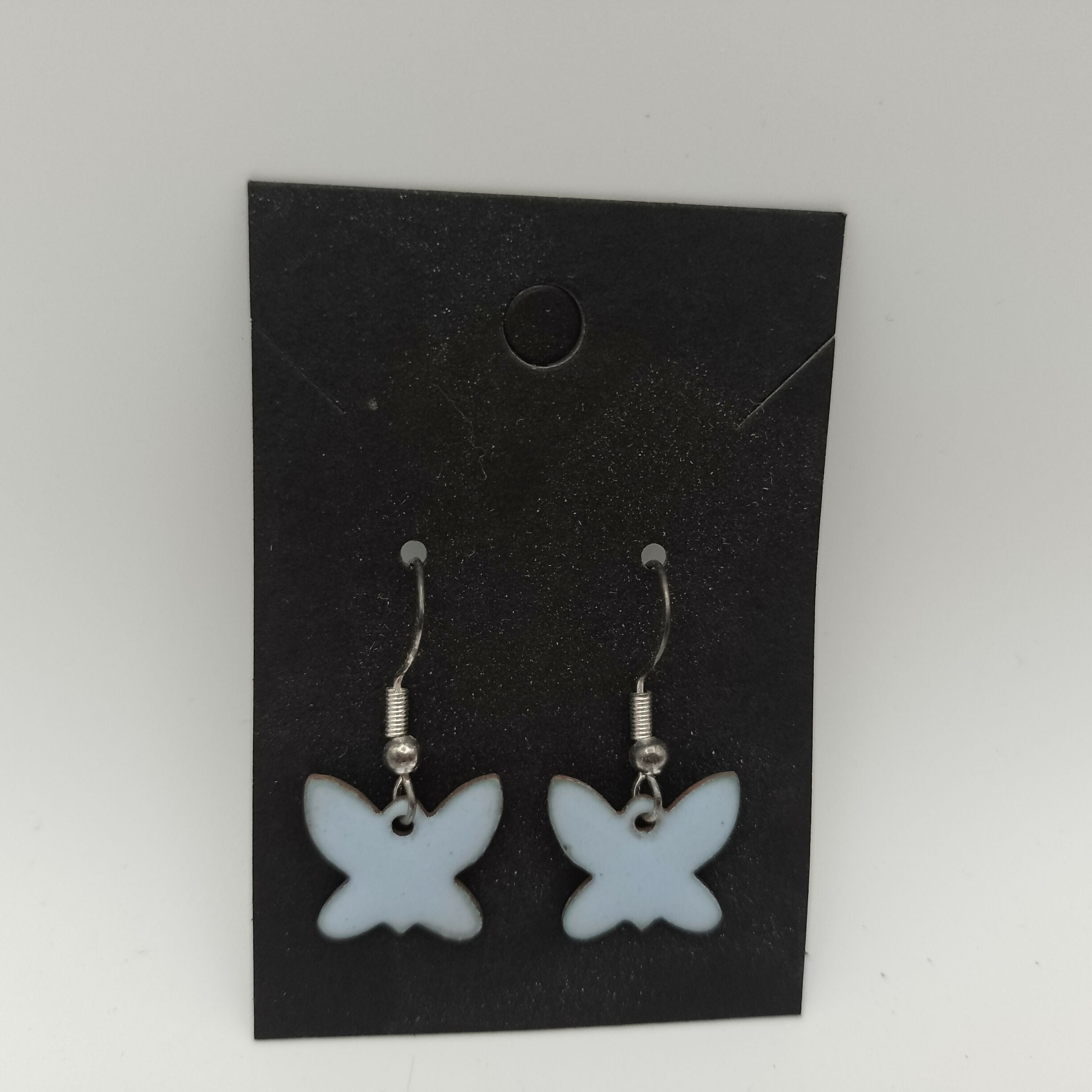 Pale Blue Butterfly Enamel Earrings