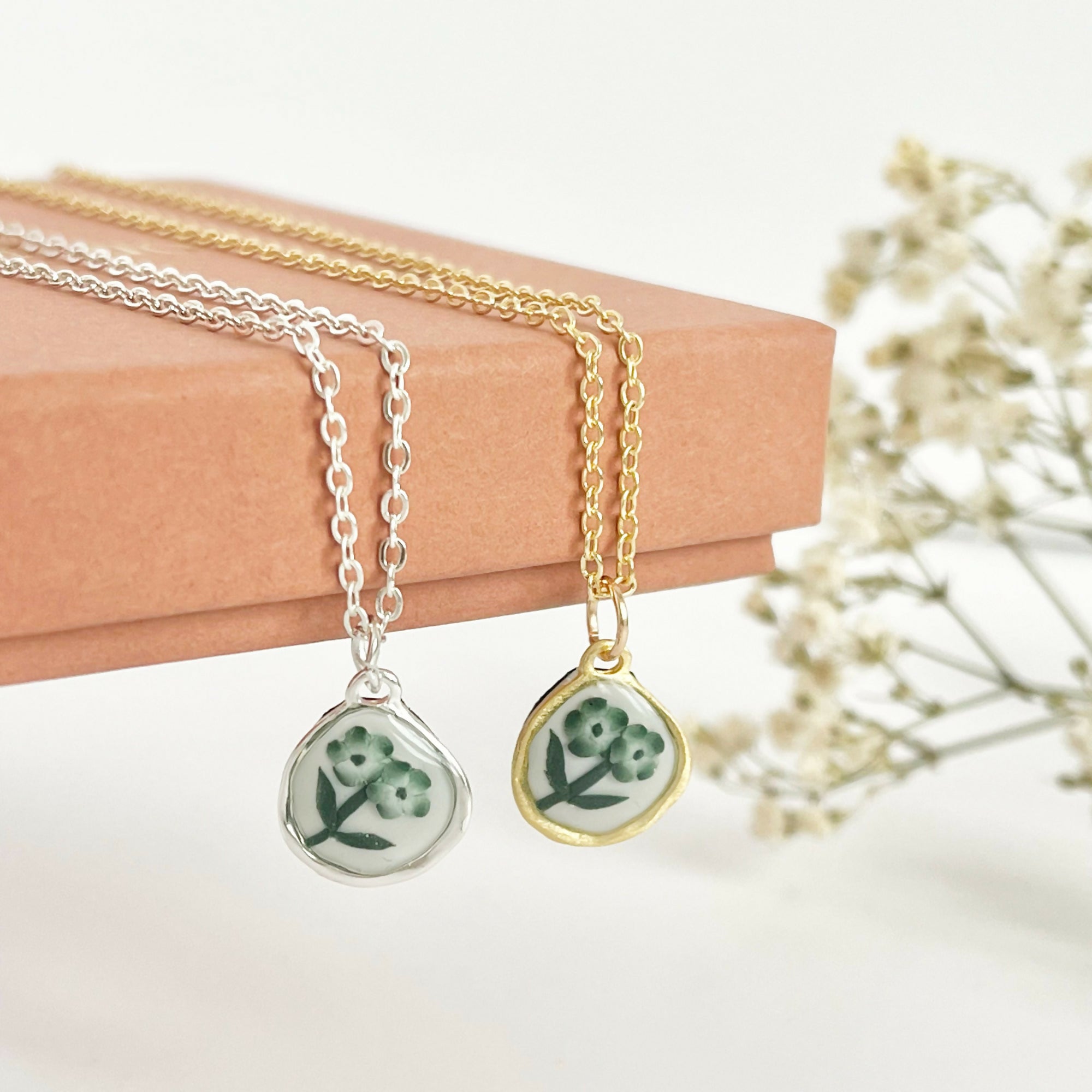 Green China Necklace No. 1 - Handmade Polymer Clay Necklace