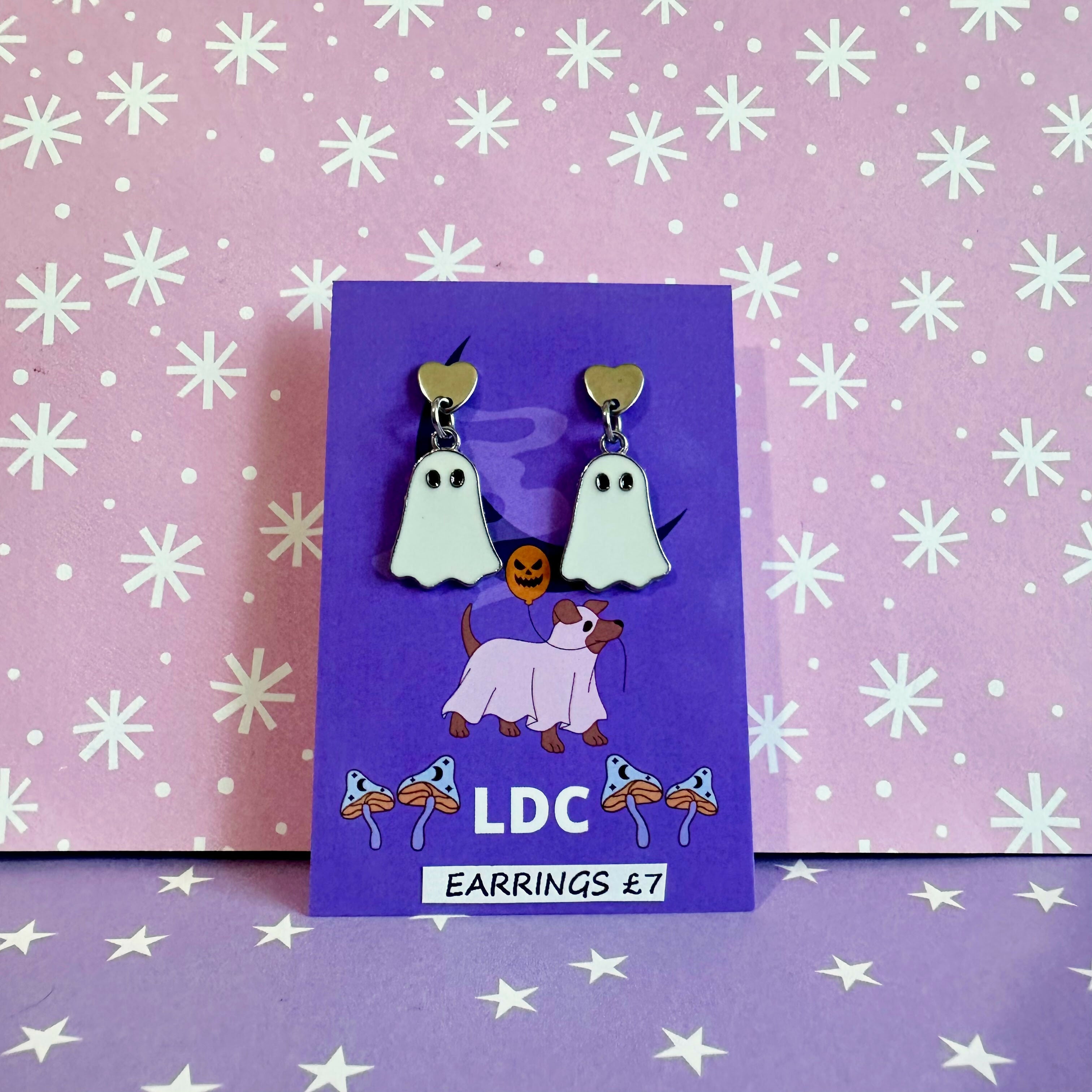 Ghost Drop Stud Earrings
