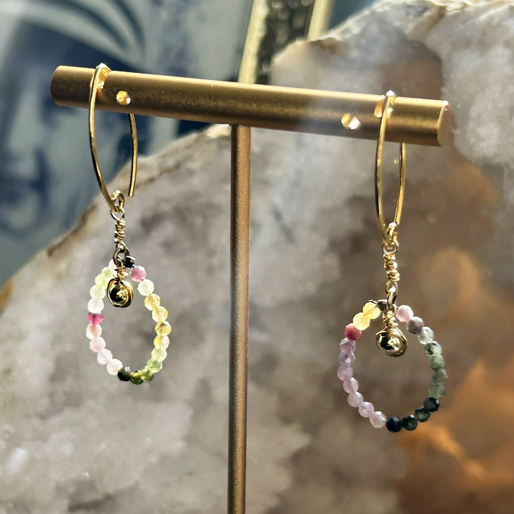 Handmade Gold Vermeil Mixed Tourmaline Earrings