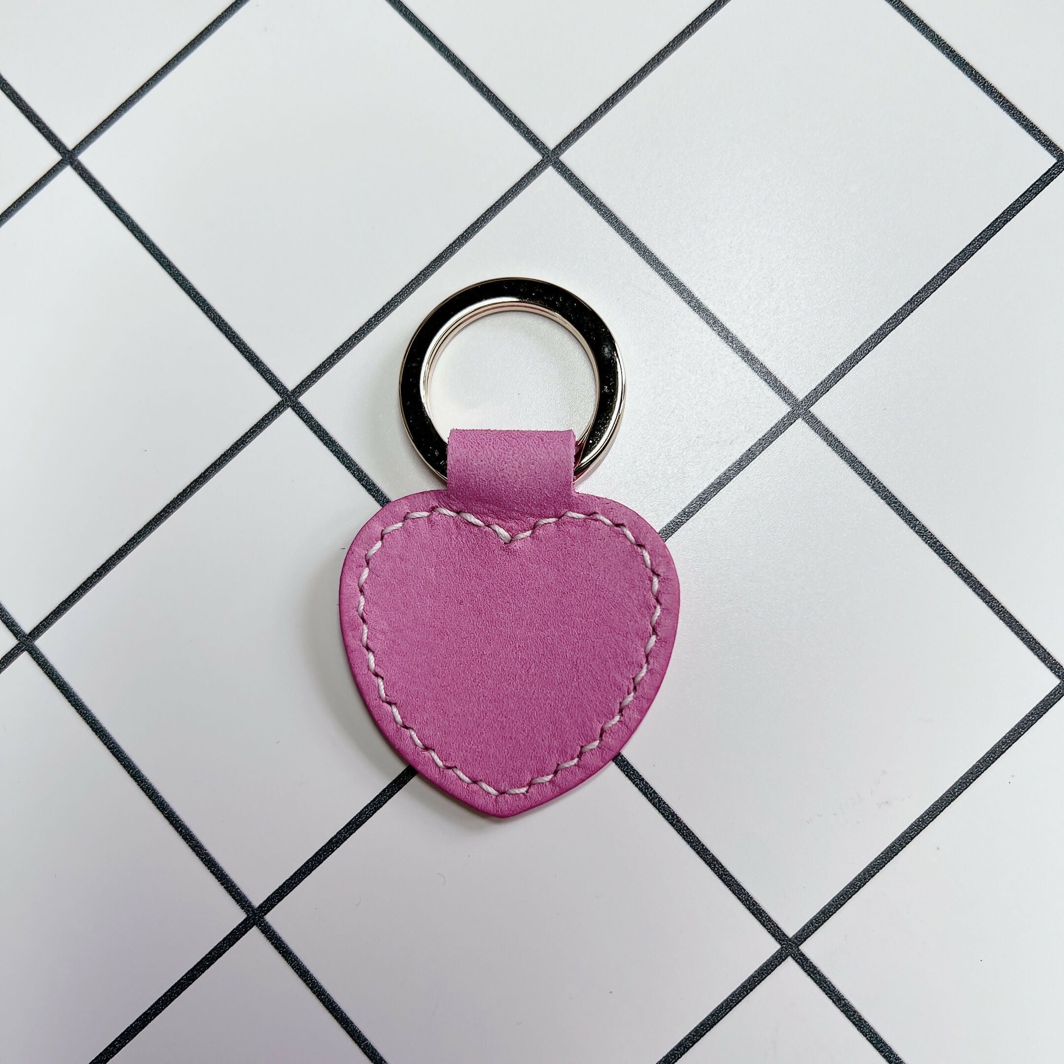 Heart Shaped Leather Keyring - Blank