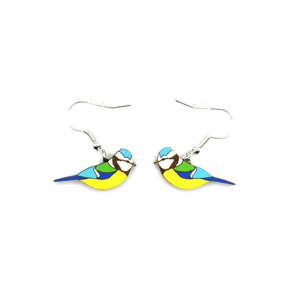 Blue Tit Dangle Earrings