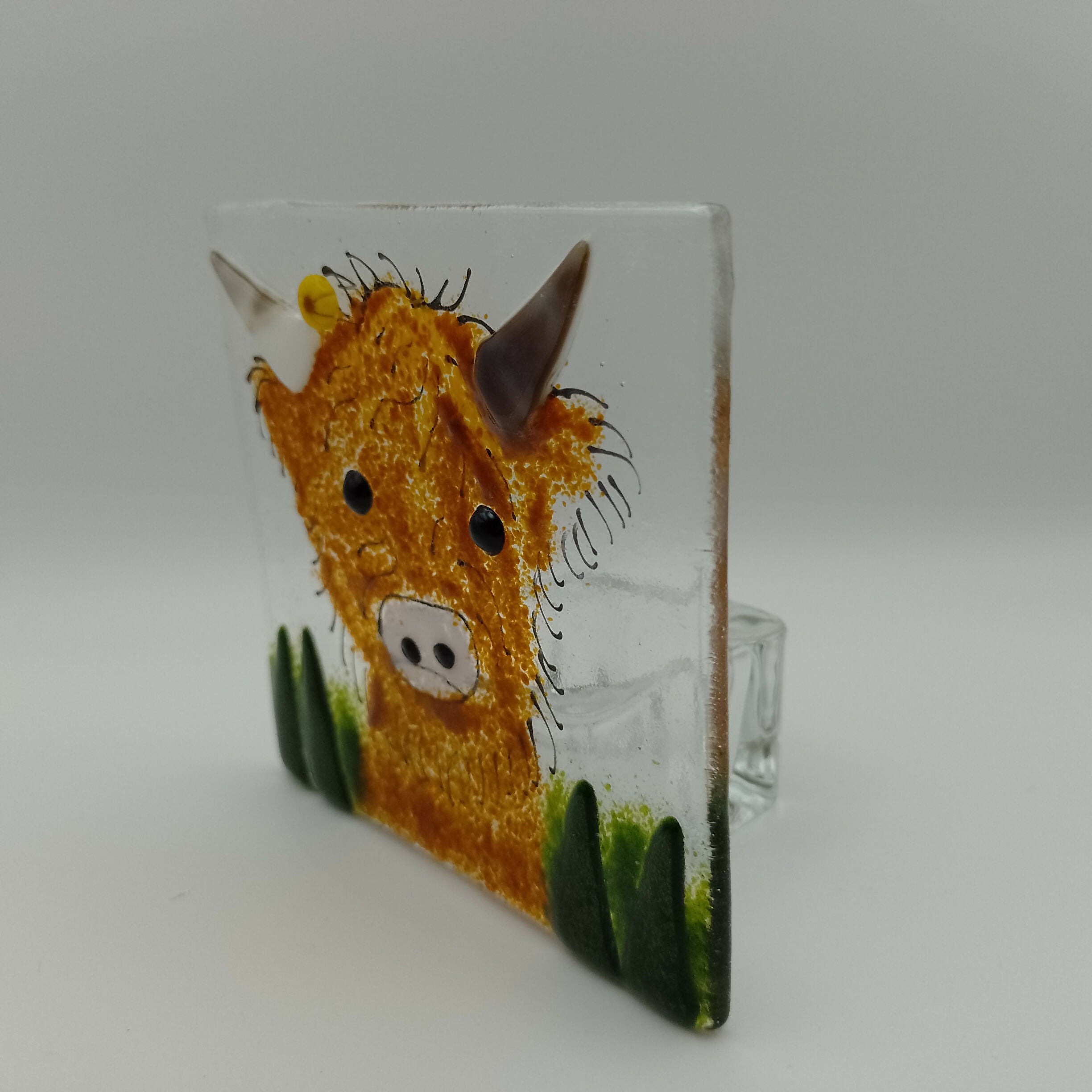 Fused Glass Highland Cow Tealight
