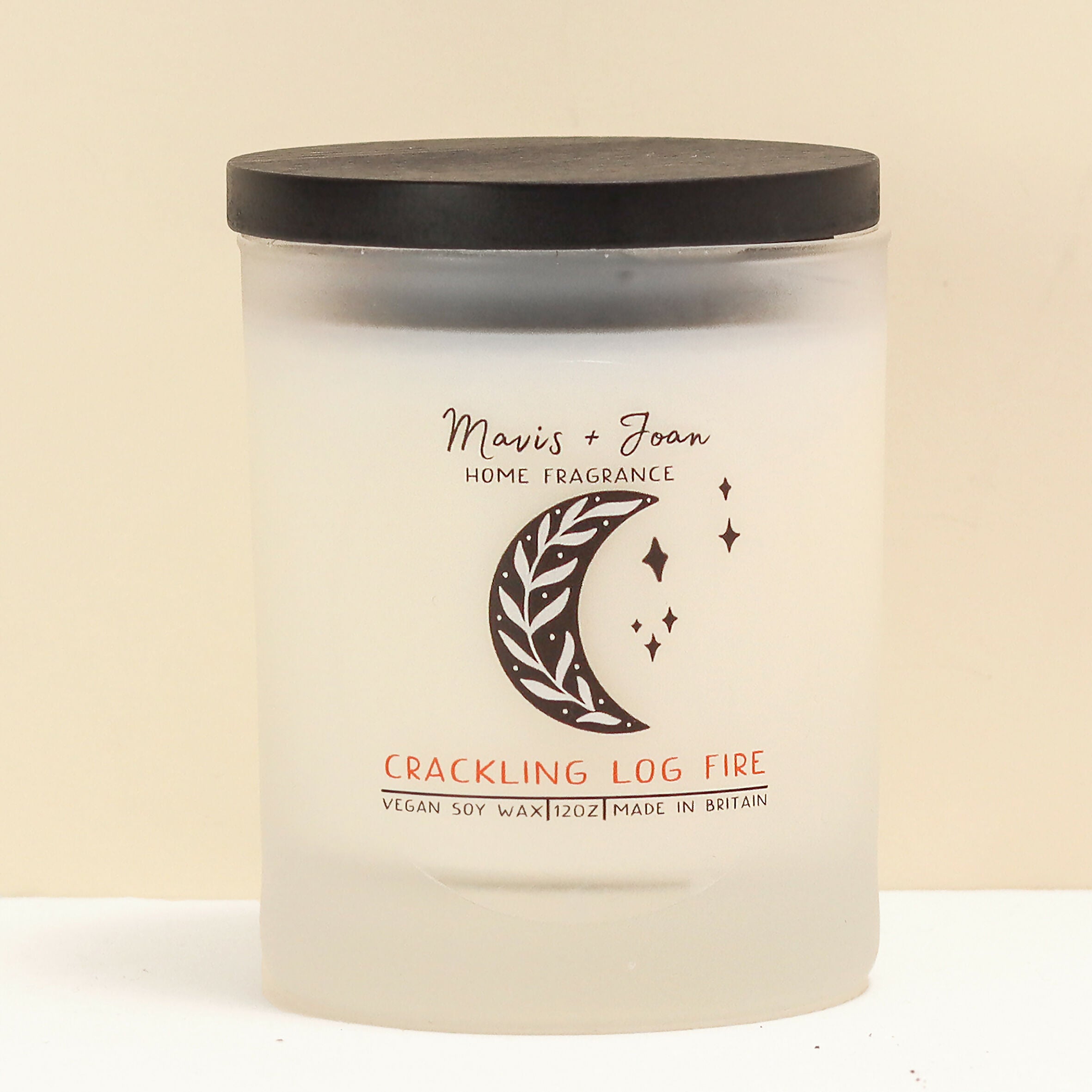 Crackling Log Fire Soy Wax Candle In A Frosted Glass Jar