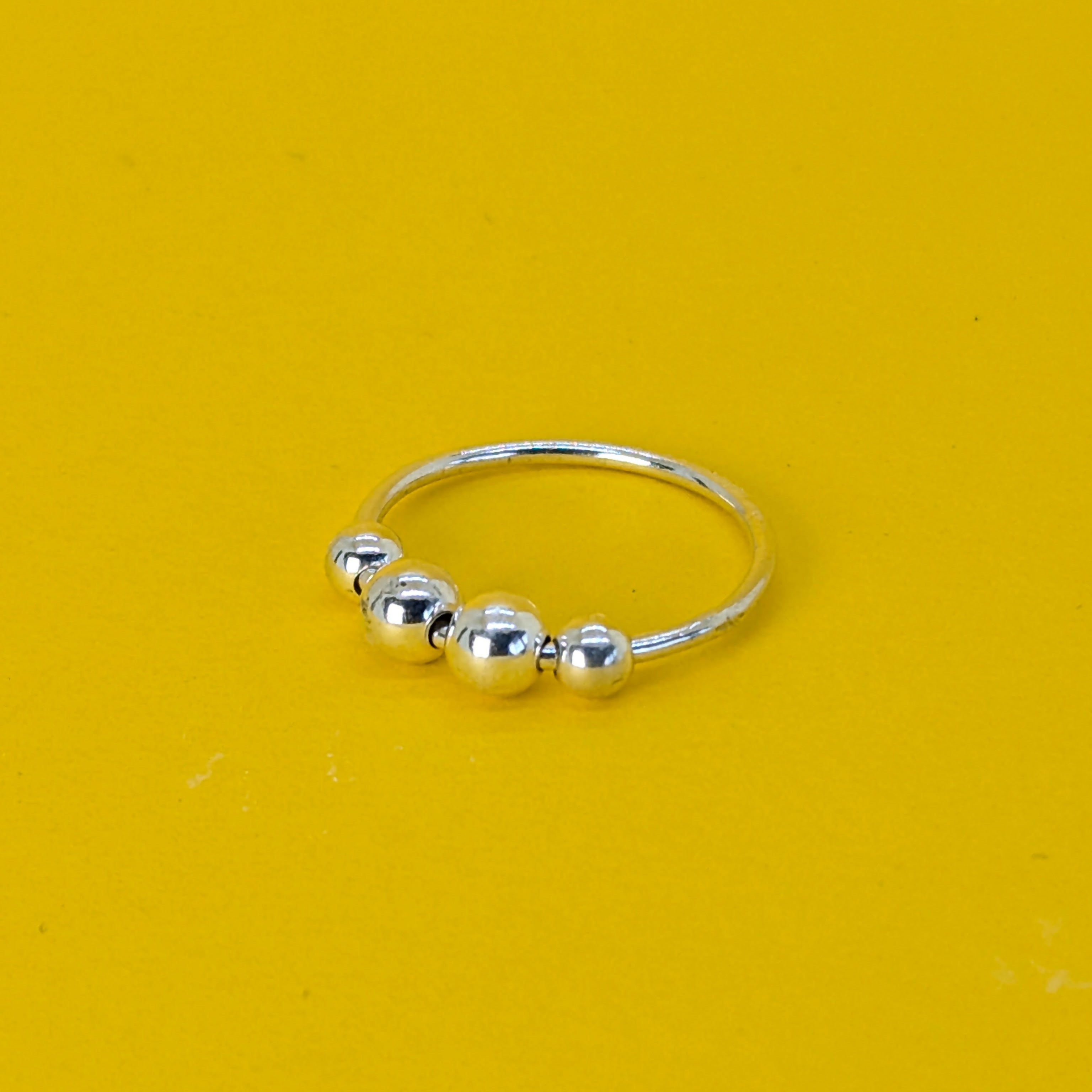 ‘Orbit’ Sterling Silver Polished Bead Fidget Ring