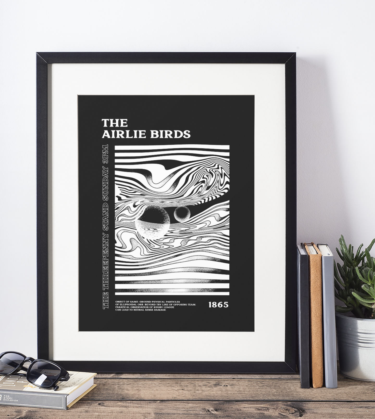 Hull FC Art Print PSYCHEDELIC Design in Black